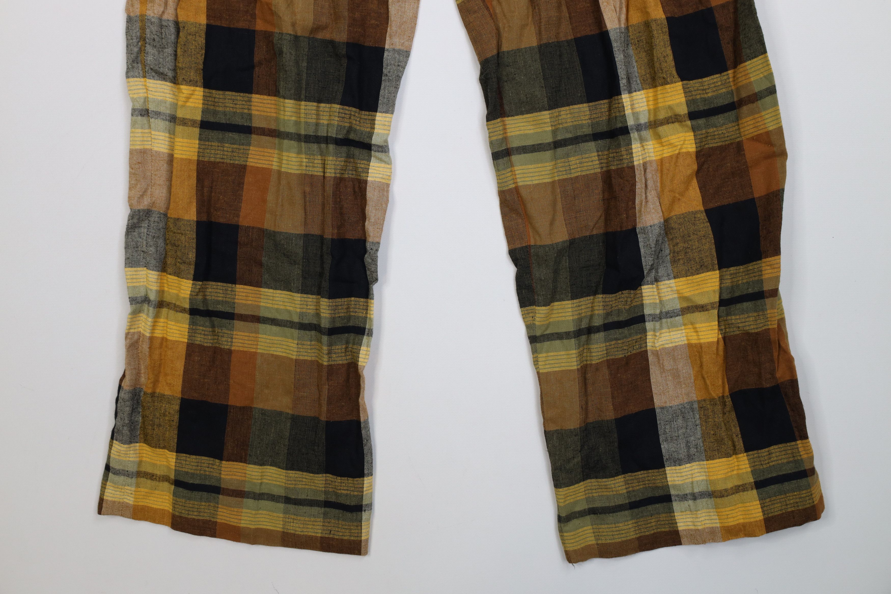 Vintage Vintage 70s Linen Blend Wide Leg Bell Bottoms Pants Plaid Size 26" / US 2 / IT 38 - 4 Thumbnail