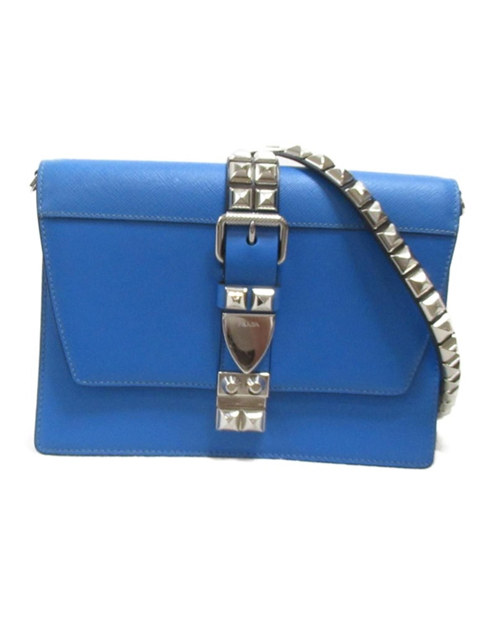 image of Prada Blue Saffiano Shoulder Bag In Excellent Condition, Women's
