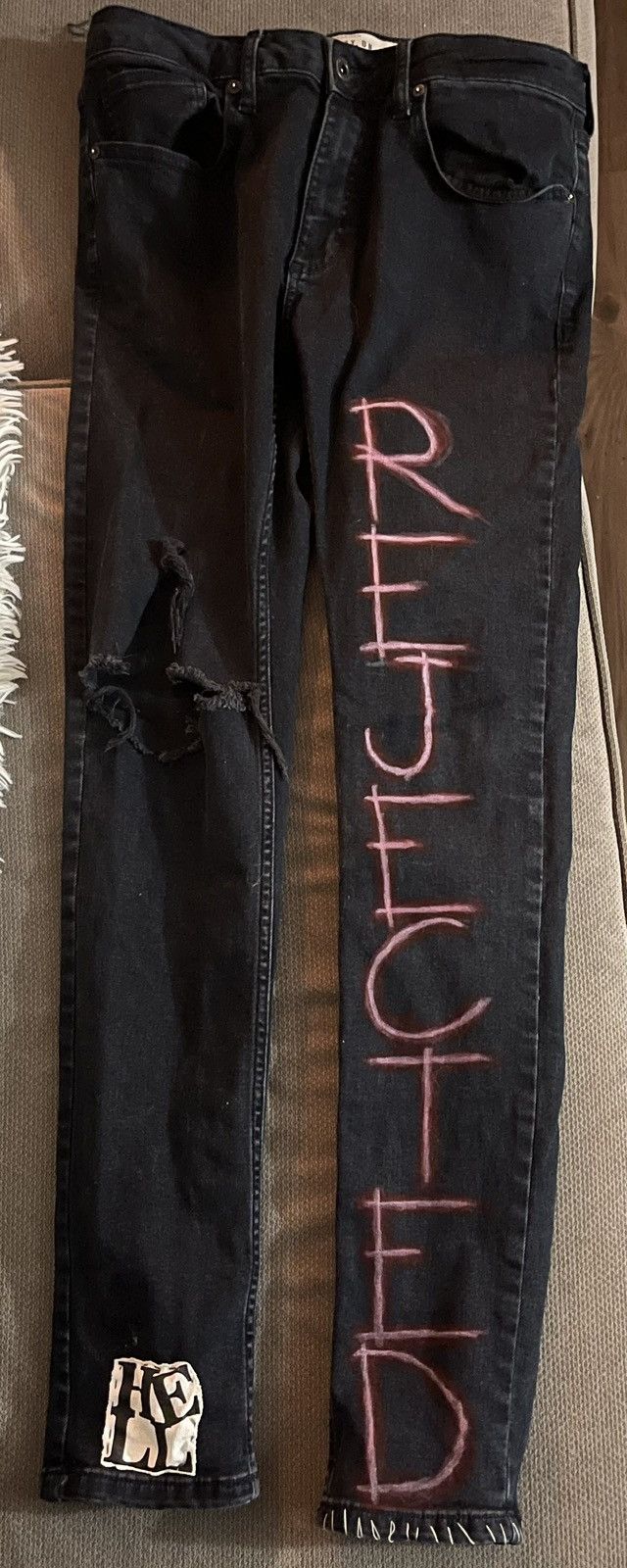 Other Custom handmade painted sewn jeans punk streetwear 1of1 Size US 34 / EU 50 - 1 Thumbnail