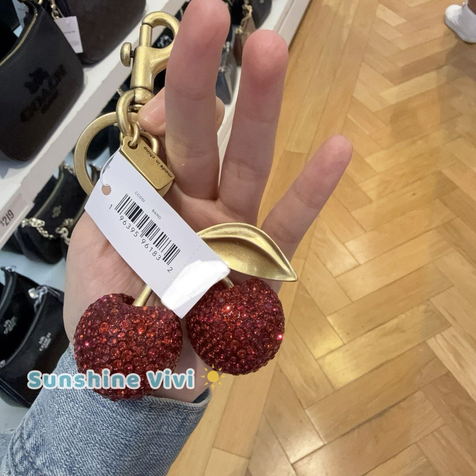 Coach NWT Coach Crystal Cherry Bag Charm Keychain CCD32 Brass /Red Size ONE SIZE - 5 Thumbnail