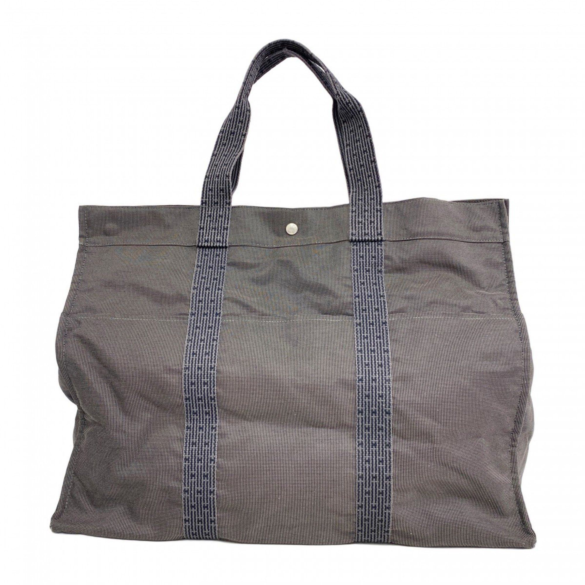 Hermes Tote Bag Air Line Tgm Canvas Grey Men's Women's