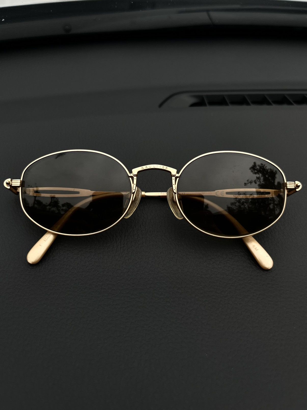 Jean Paul Gaultier 90s Jean Paul Gaultier Gold Sunglasses Size 30 - 1 Thumbnail