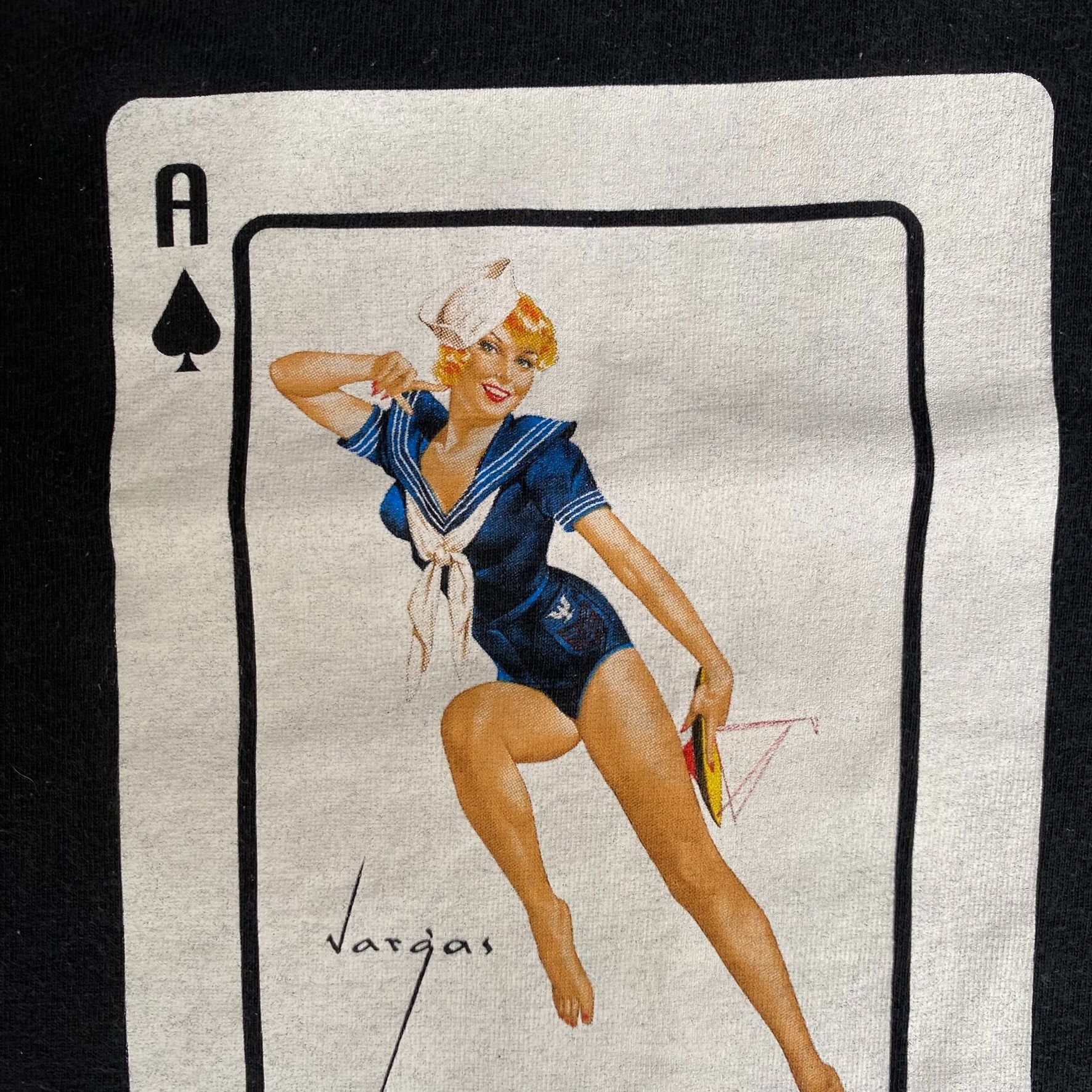 Vintage 90s Vargas Pin Up Shirt Sailor Girl Playing Card Tee, image size:1772x1772