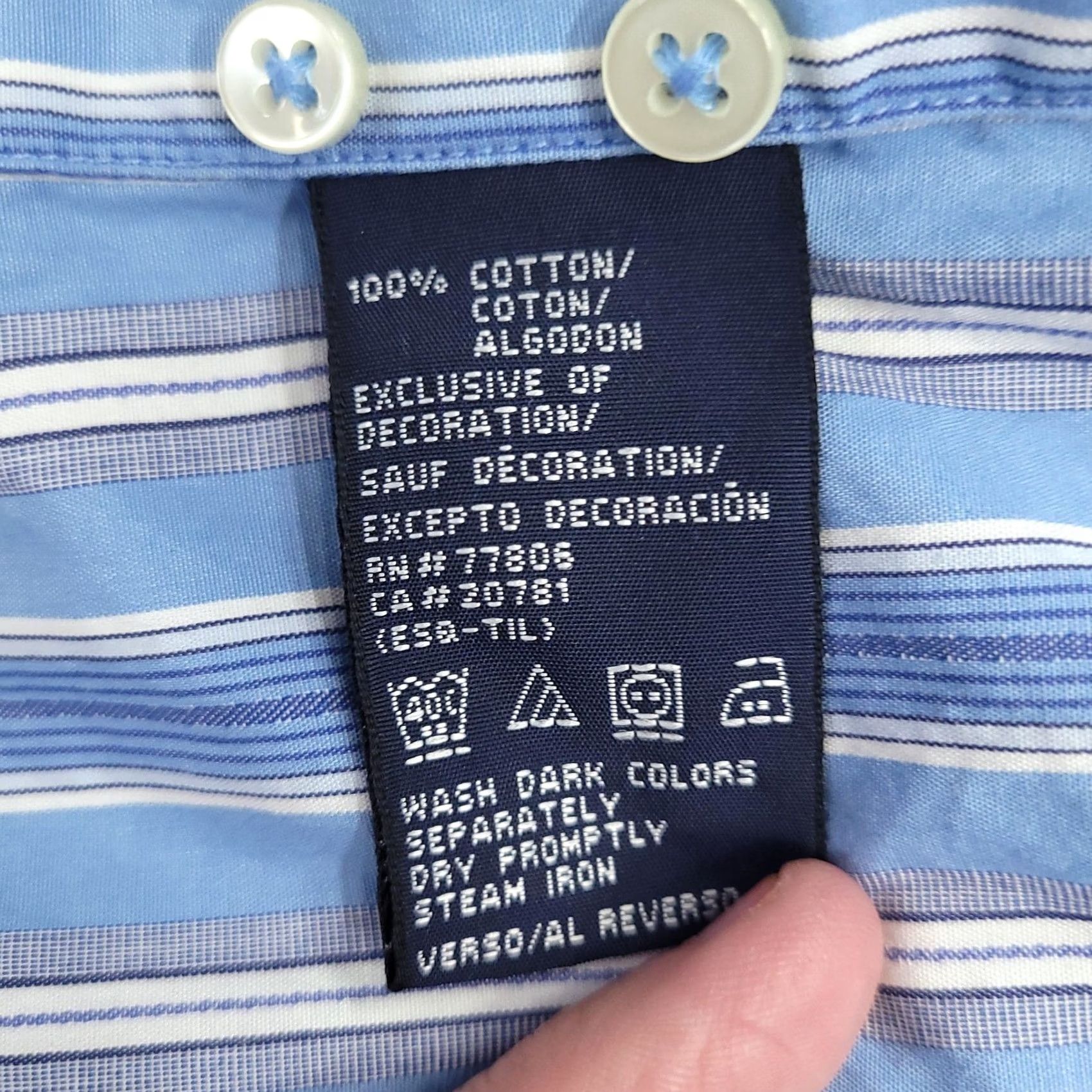 Tommy Hilfiger Tommy Hilfiger Shirt Mens Medium Blue Striped Button Up Long Sleeve Crest Logo Size US M / EU 48-50 / 2 - 6 Thumbnail