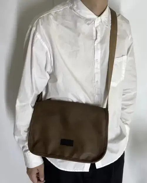 Fashion Y2K Faux Leather Shoulder Bag Messenger Bag in Brown, Men's