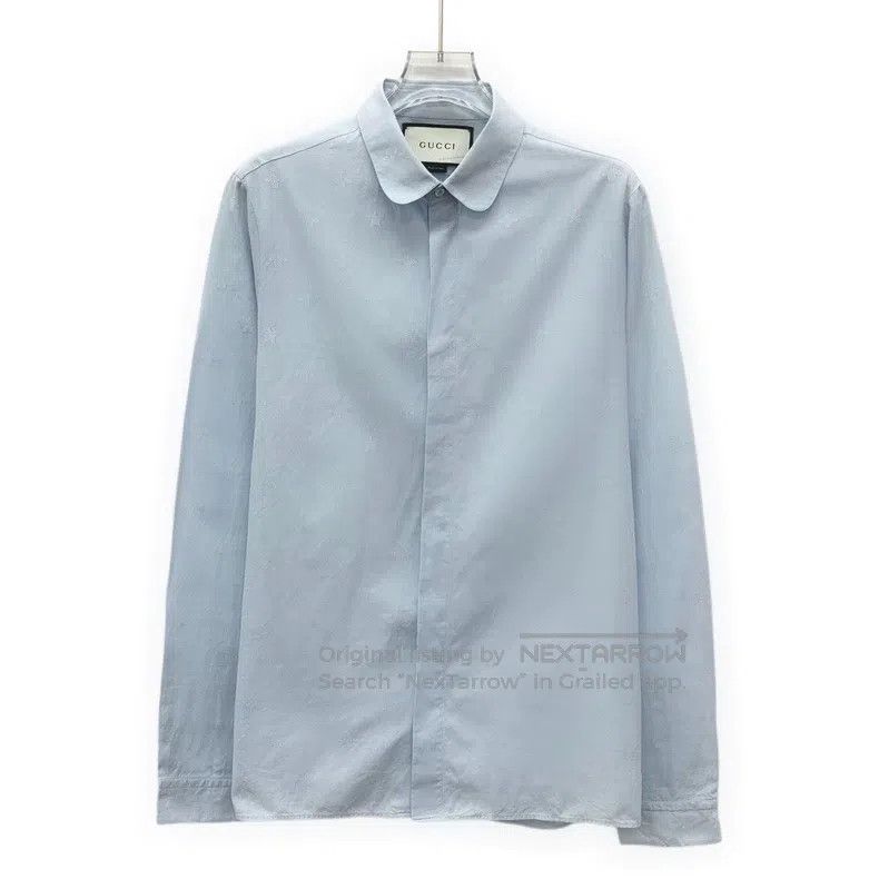 Gucci Gucci Size39 Light blue bee embroidered cotton lapel single Size US XXS / EU 40 - 1 Thumbnail