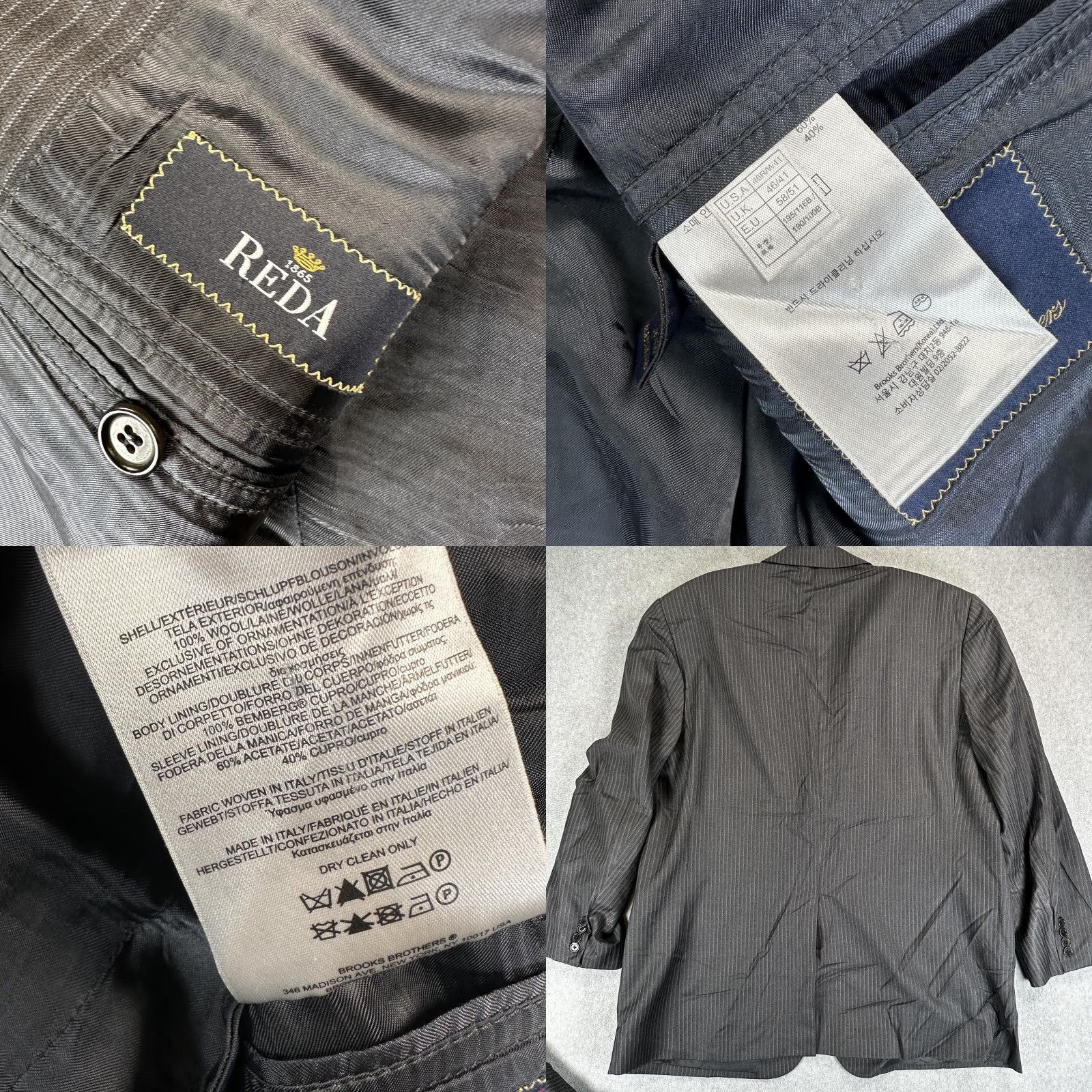 Brooks Brothers VINTAGE Brooks Brothers 1818 Madison Suit Blazer Pants Mens 46 2 Piece Wool Gray Striped Italy Size 46R - 8 Thumbnail