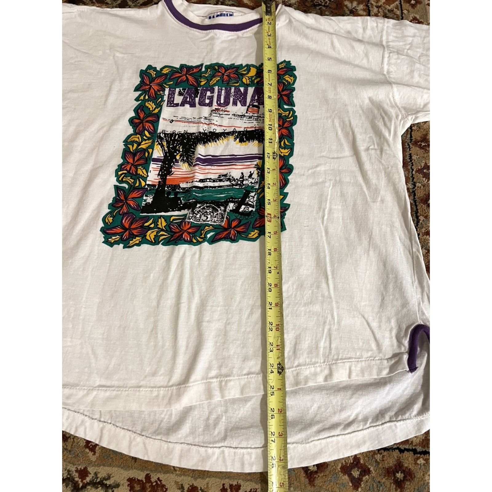 Vintage VINTAGE Laguna T-Shirt Bon Voyage Ship 90s White L Large Flower Cruise Single Stitch Unisex Adults Crew Neck Short Sleeve Cotton Shirt Mens Womens Size US L / EU 52-54 / 3 - 7 Thumbnail