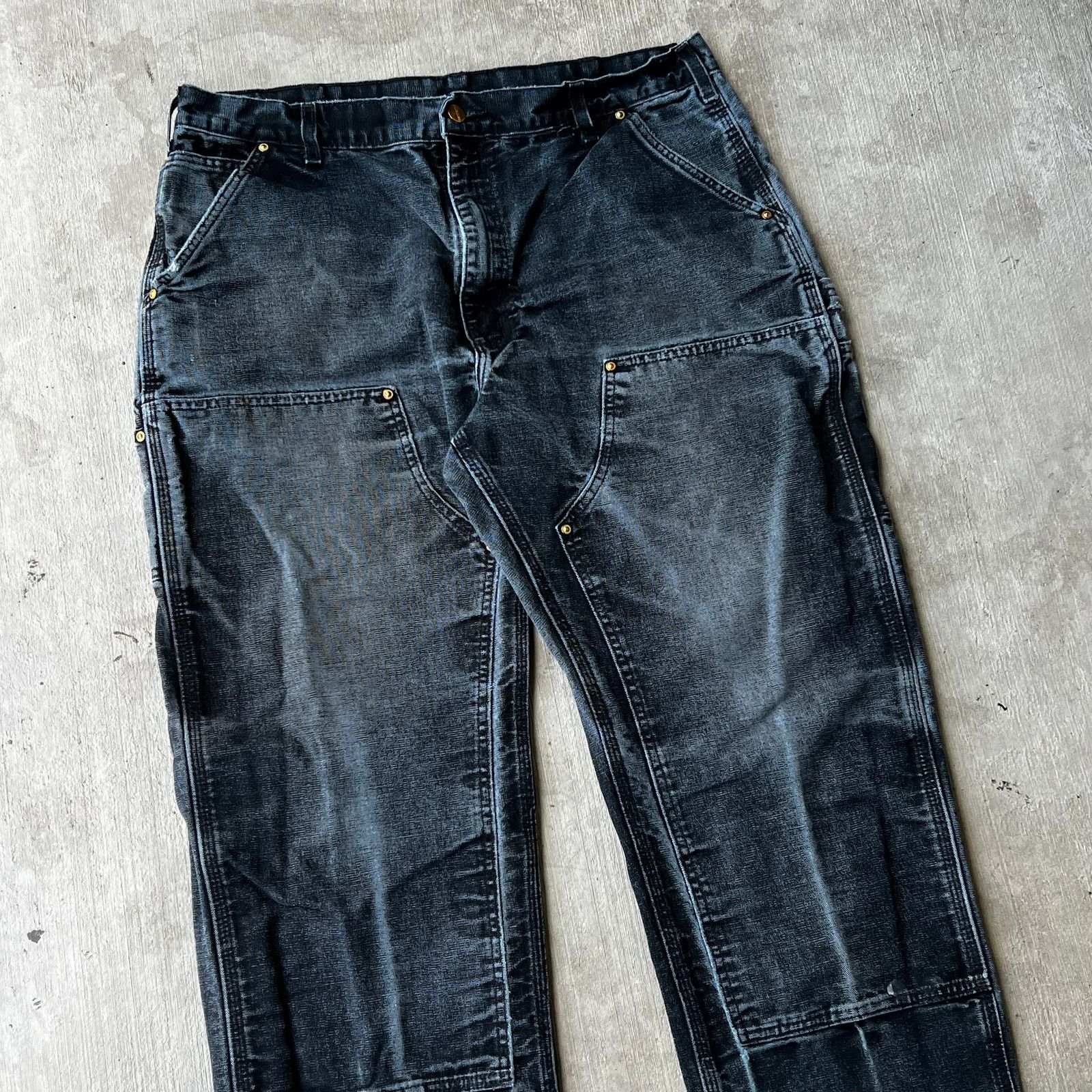 Carhartt × Vintage Carhartt faded black double knee work wear carpenter pants Size US 36 / EU 52 - 2 Thumbnail