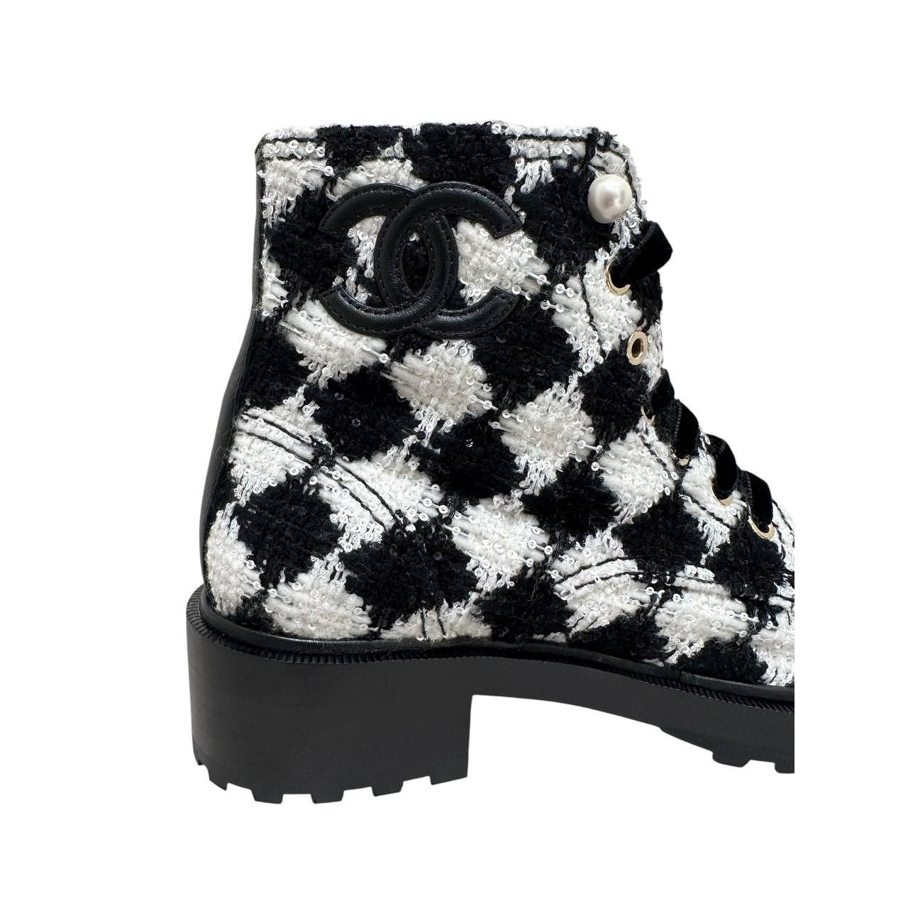 Chanel NWOB Chanel Grosgrain Tweed Combat Boots - Sz 41 Size US 11 / IT 41 - 8 Thumbnail