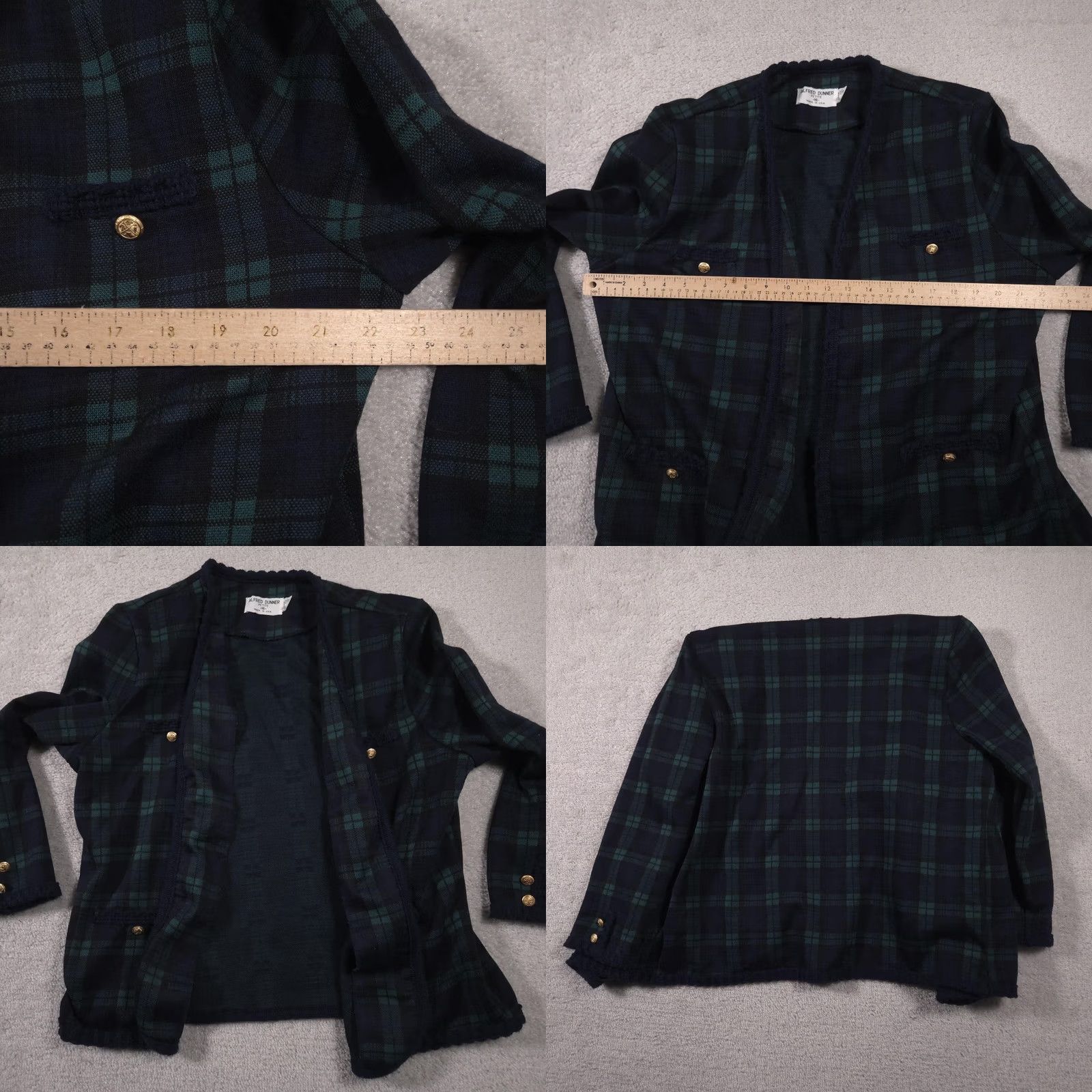 Vintage VINTAGE Alfred Dunner Jacket Womens Petite 16 Green Plaid Open Front Buttons Made USA Size XXL / US 16-18 / IT 52-54 - 9 Thumbnail