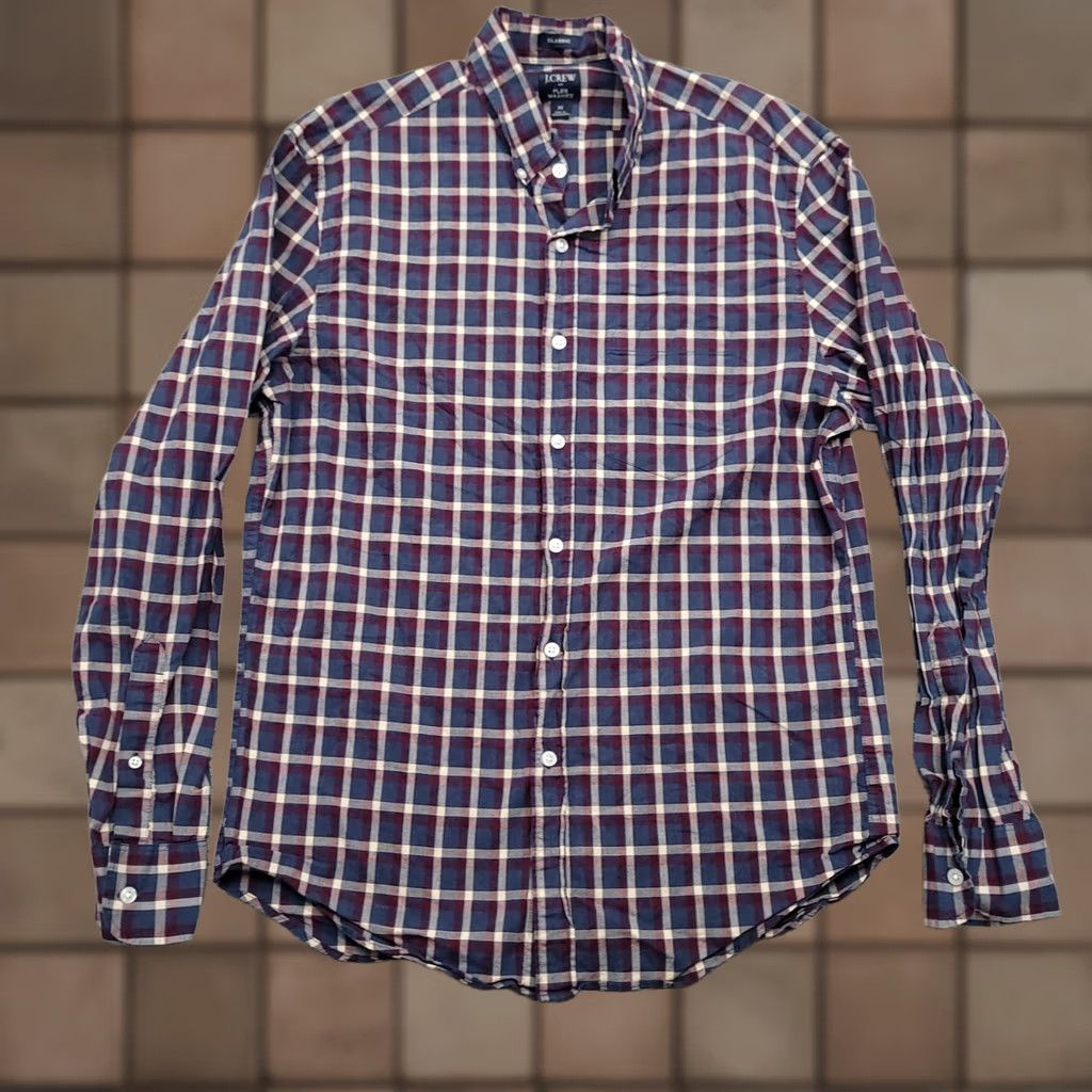 Vintage J Crew Classic Flex Washed Plaid Button Down Shirt Mens M Blue Red Size US M / EU 48-50 / 2 - 1 Thumbnail