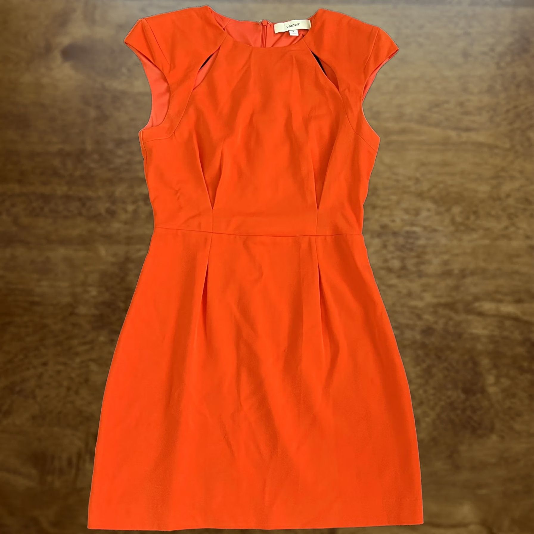 Vintage Cameo Dress Womens Small Orange Cutout Cap Sleeve Sheath Mini Party Cocktail Size S / US 4 / IT 40 - 1 Thumbnail