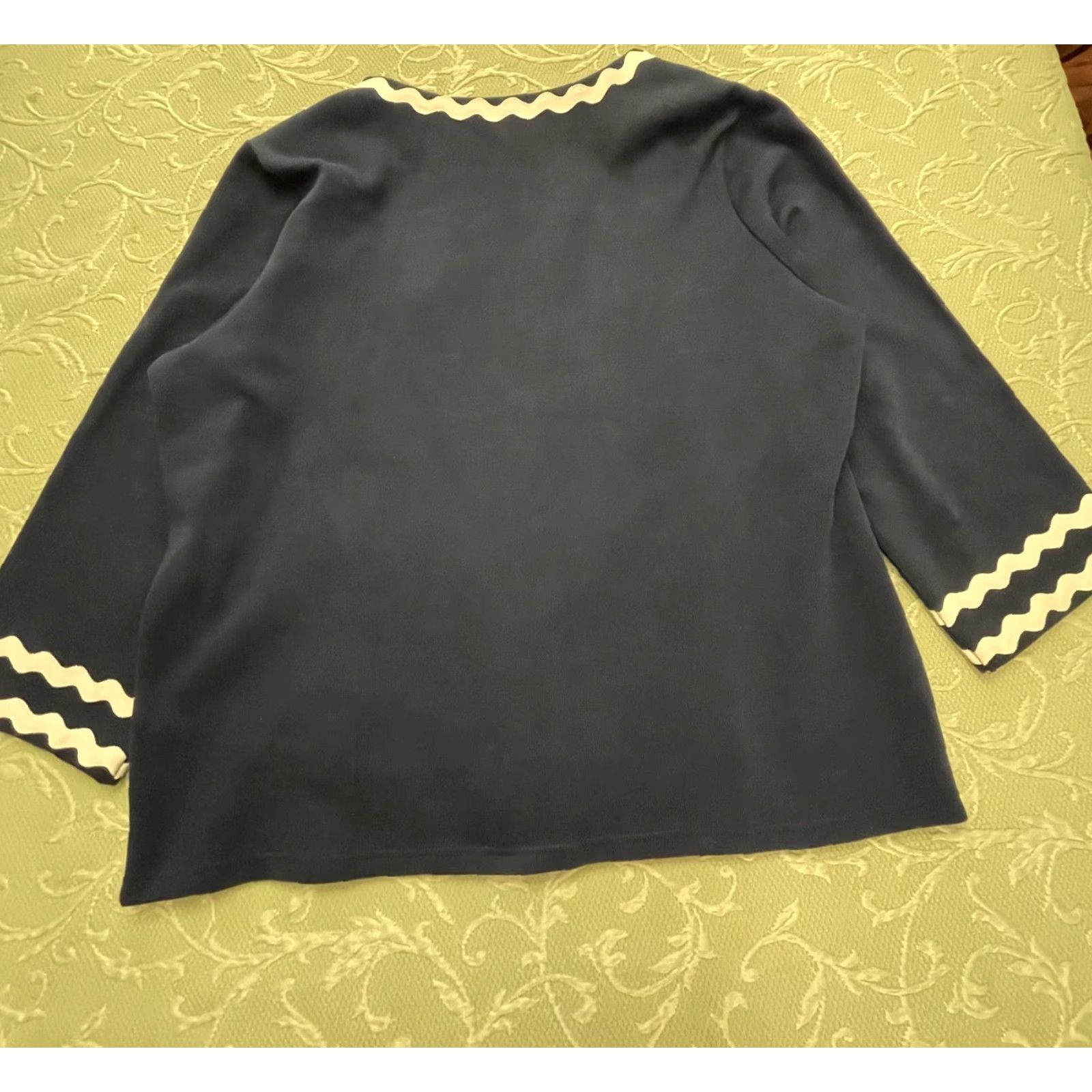 Bob Mackie VINTAGE Bob Mackie Jacket Womens 1X Navy Blue Open Front Wearable Art Pockets Trim Size XL / US 12-14 / IT 48-50 - 3 Thumbnail