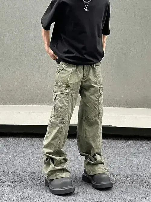 Japanese Brand × Vintage green military flared baggy utility faded cargo pants Size US 32 / EU 48 - 3 Thumbnail