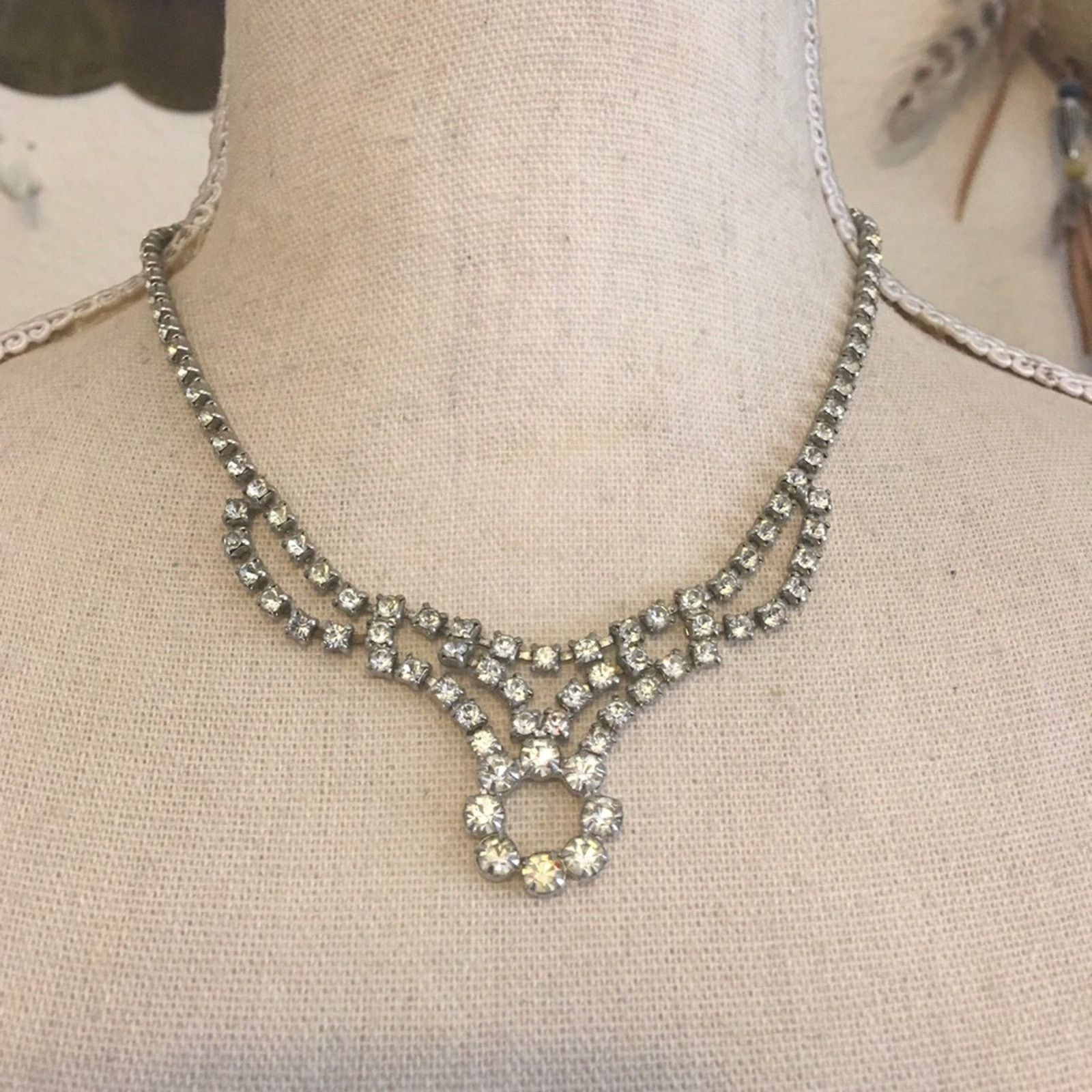 Vintage Vintage elegant clear rhinestone choker necklace Size ONE SIZE - 1 Thumbnail