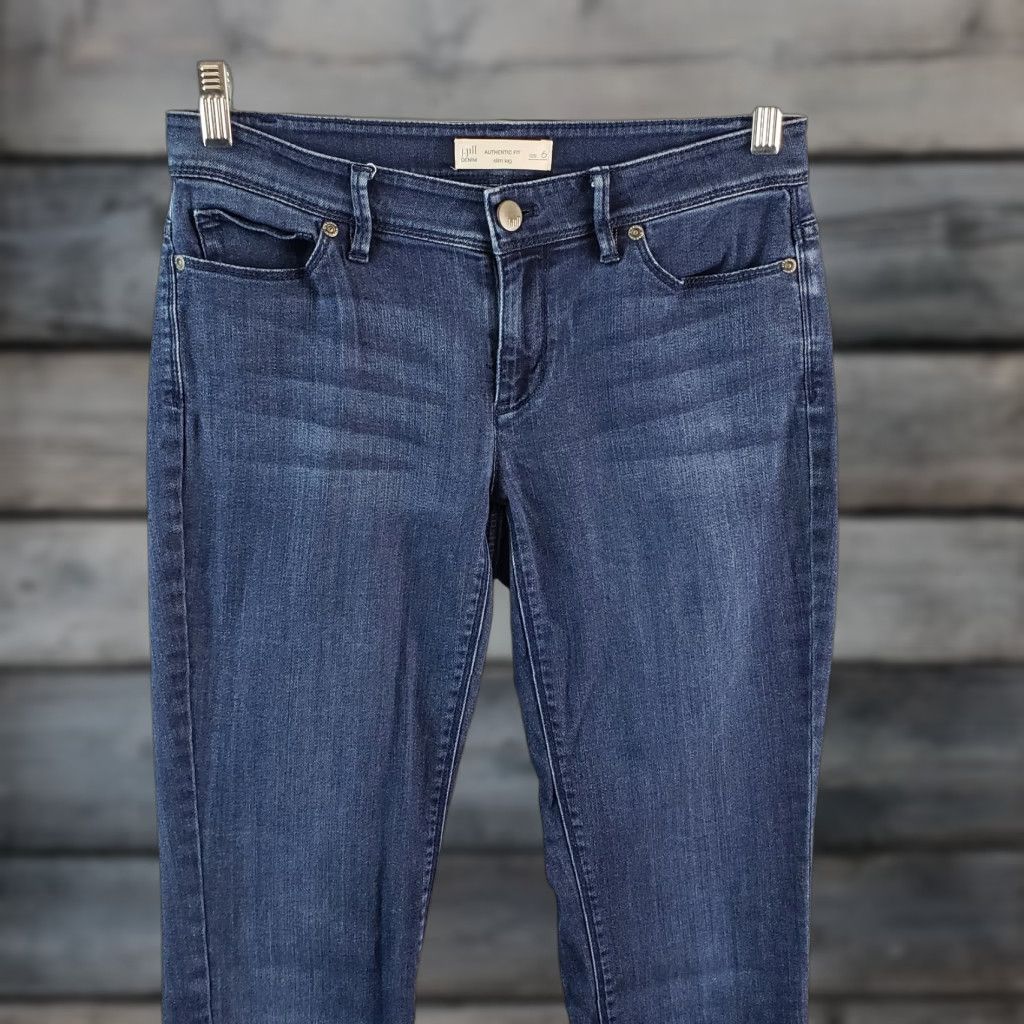 J. Jill J. Jill Womens Slim Leg Jeans 6 Blue Dark Wash Low Rise Denim Cotton Blend Inseam 29.5" Vintage No Size 28" / US 6 / IT 42 - 1 Thumbnail
