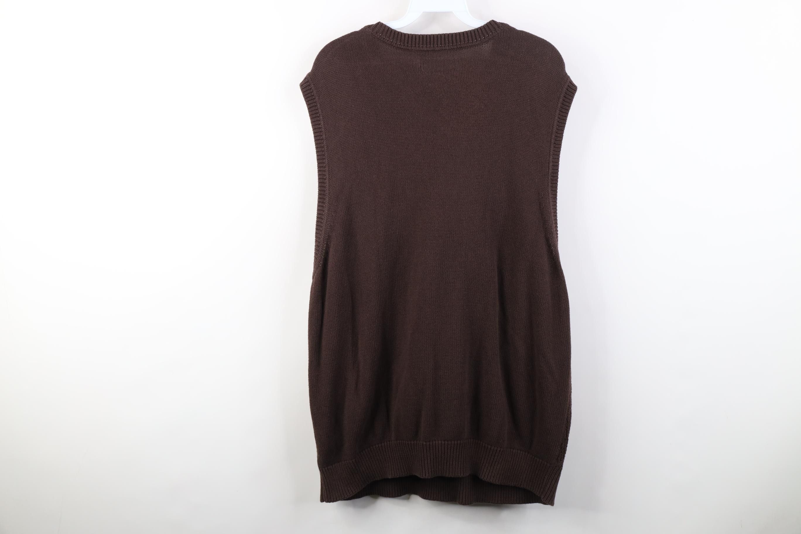 Vintage Vintage 90s Streetwear Diamond Weave Knit Sweater Vest Brown Size US XL / EU 56 / 4 - 8 Thumbnail