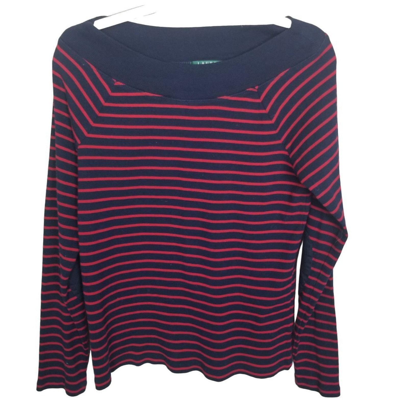 Lauren Ralph Lauren Lauren Ralph Lauren Womens Striped Sweater XL Elbow Patch Size XL / US 12-14 / IT 48-50 - 1 Thumbnail