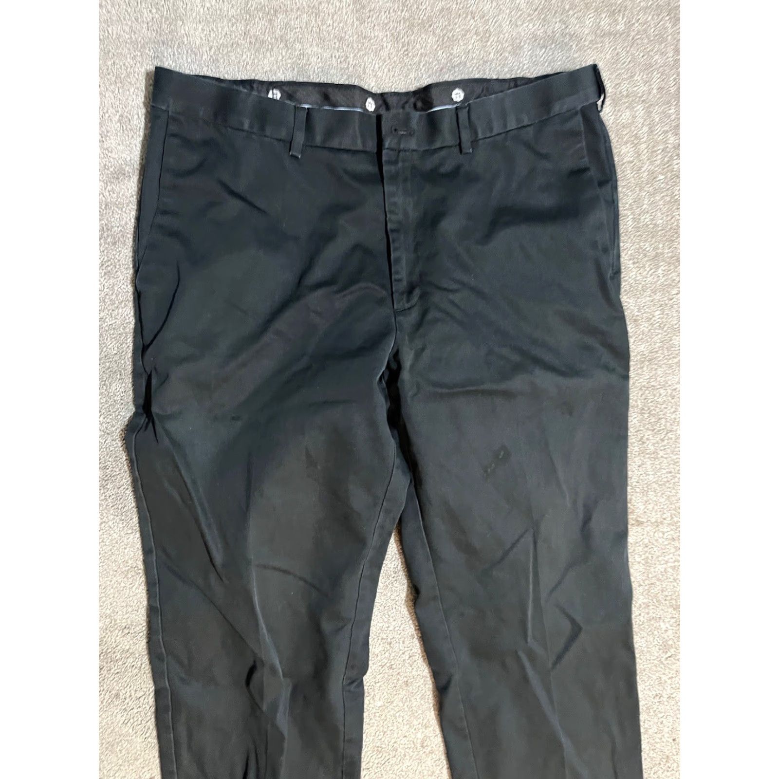 Haggar Haggar Black Flat Front Mens Dress Pants 38x31 Classic Fit Straight Leg Belt Loops 100% Cotton Pants Size US 38 / EU 54 - 2 Thumbnail