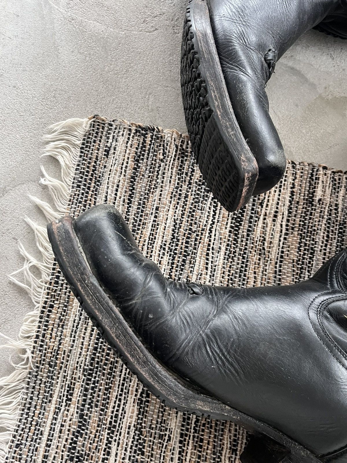 Cowboy Equipment Vintage Black Leather Cowboy High Boots Avantgarde Y2K Size US 11.5 / EU 44-45 - 15 Thumbnail
