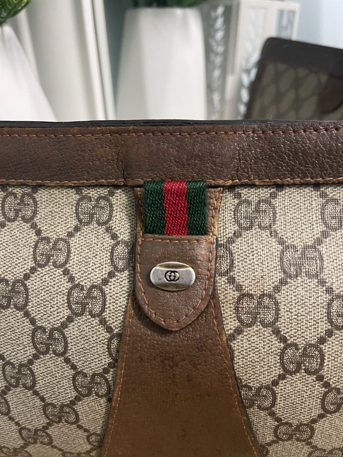 Gucci × Vintage GUCCI GG Supreme Web Sherry Line Clutch Bag Size ONE SIZE - 5 Thumbnail