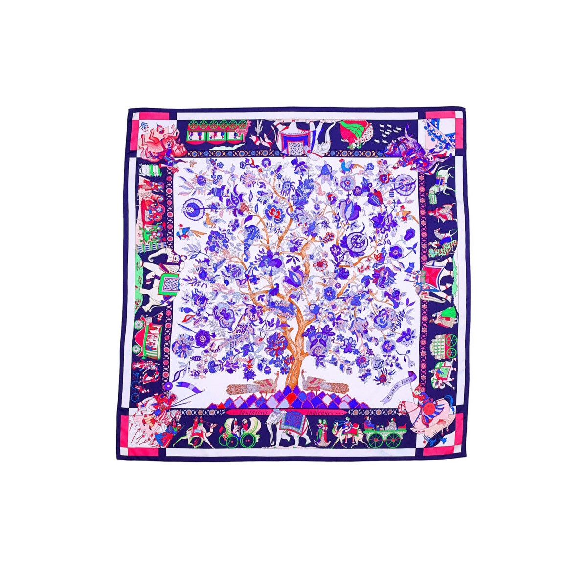 image of Hermes Carre 90 "fantaisies Indiennes" Silk Scarf Shawl, Women's