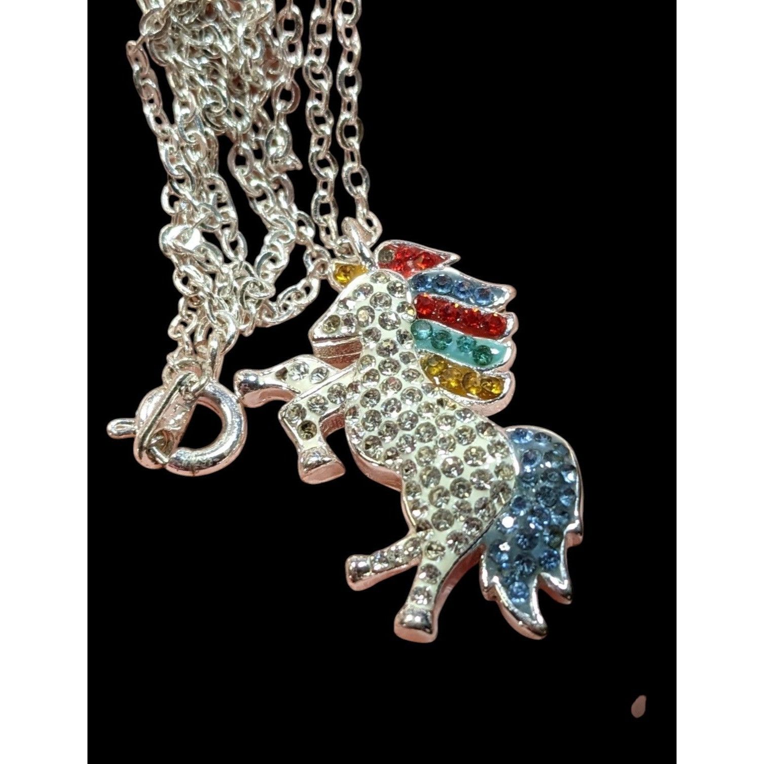 Other LA Gem And Jewelry Designs Rainbow Rhinestone Unicorn Neckla Size ONE SIZE - 3 Thumbnail