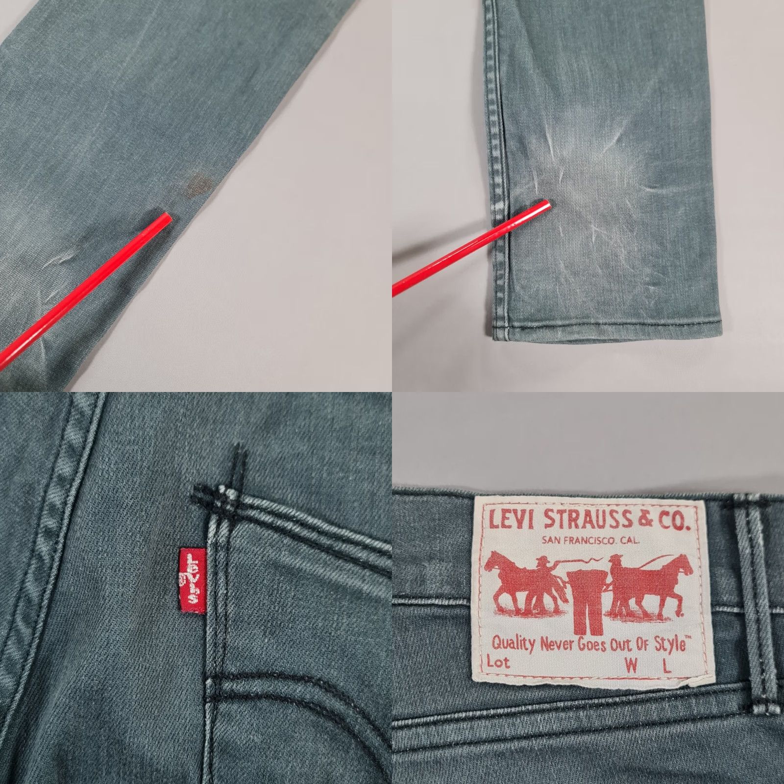 Levi's Levi's 519 Jeans Mens Green W30 L34 Skinny Fit Straight Stretch Denim Zip Fly 5-Pocket Design City Modern Levi Strauss Size US 30 / EU 46 - 8 Thumbnail