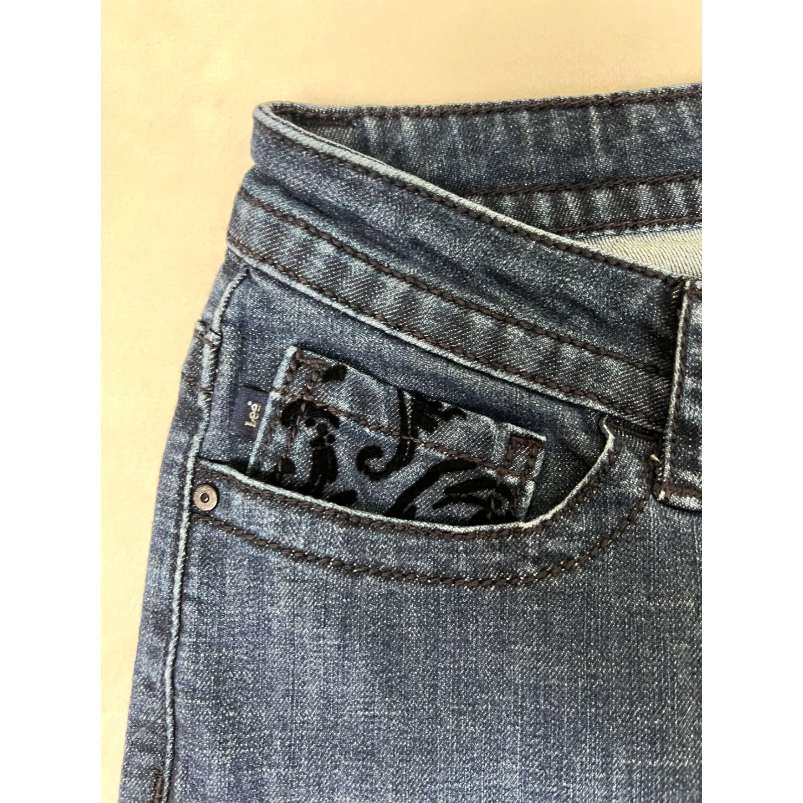 Lee Lee Jeans Womens 10 Blue Dark Wash Low Rise Bootcut Stretch Denim Slender Secret Secret Jeans Size 32" / US 10 / IT 46 - 3 Thumbnail