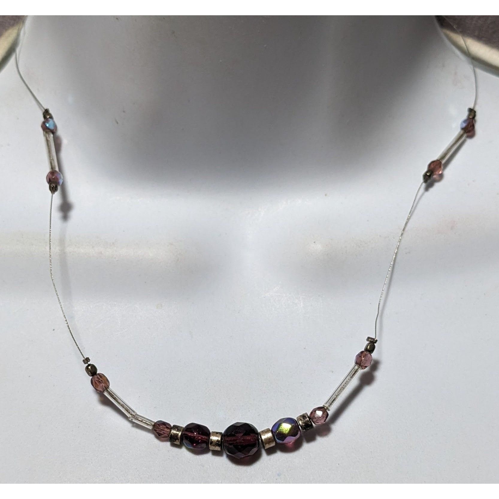 Other Handmade Purple Floating Beaded Station Necklace Size ONE SIZE - 1 Thumbnail