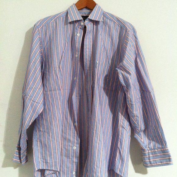 Faconnable FACONNABLE MENS BLUE COTTON DRESS SHIRT SIZE: 15.5 Size US M / EU 48-50 / 2 - 3 Thumbnail