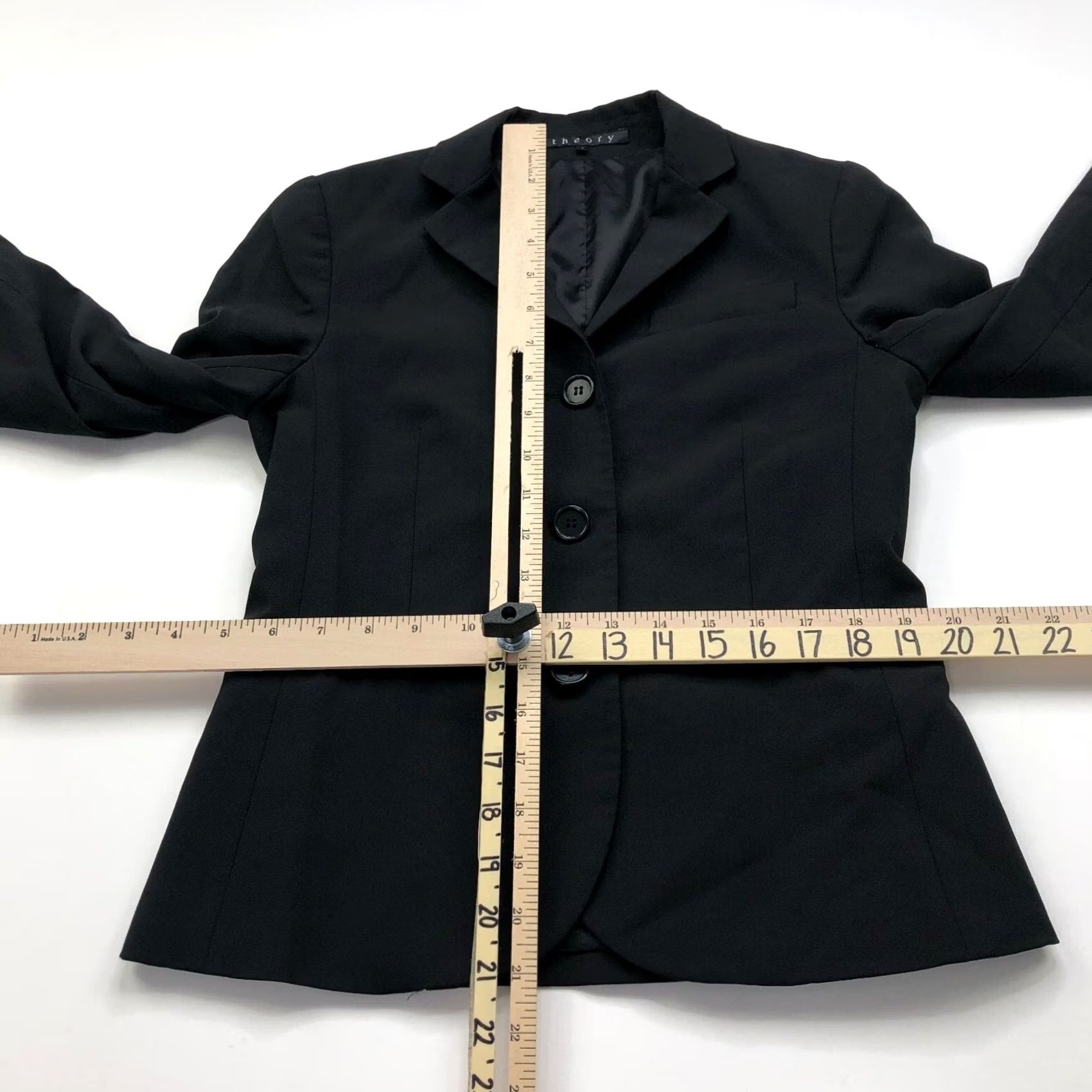 Theory Theory Womens Wool Blend 3 Button Blazer Lined Jacket Black Size 0 Size XS / US 0-2 / IT 36-38 - 4 Thumbnail