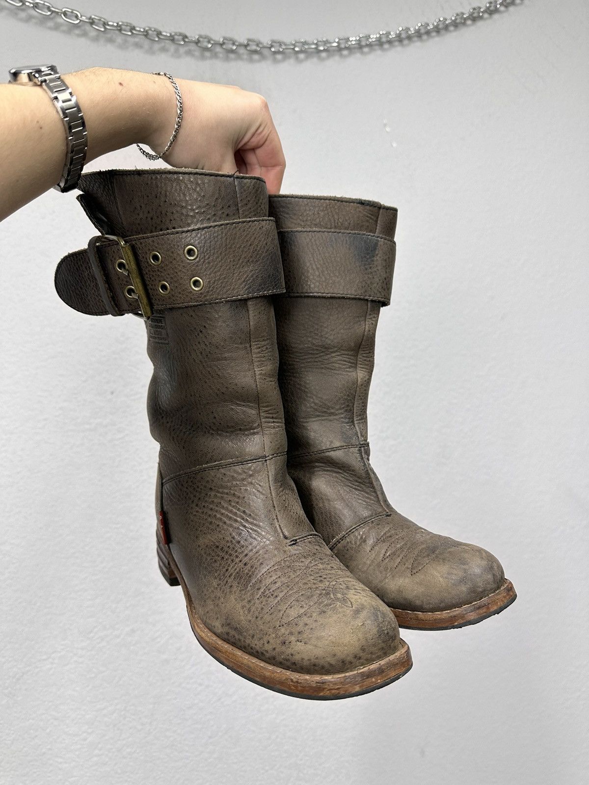 Pepe Jeans Vintage Leather Boots IfSixWasNine Guidi Style Margiela Vibe Size US 9 / IT 39 - 2 Thumbnail