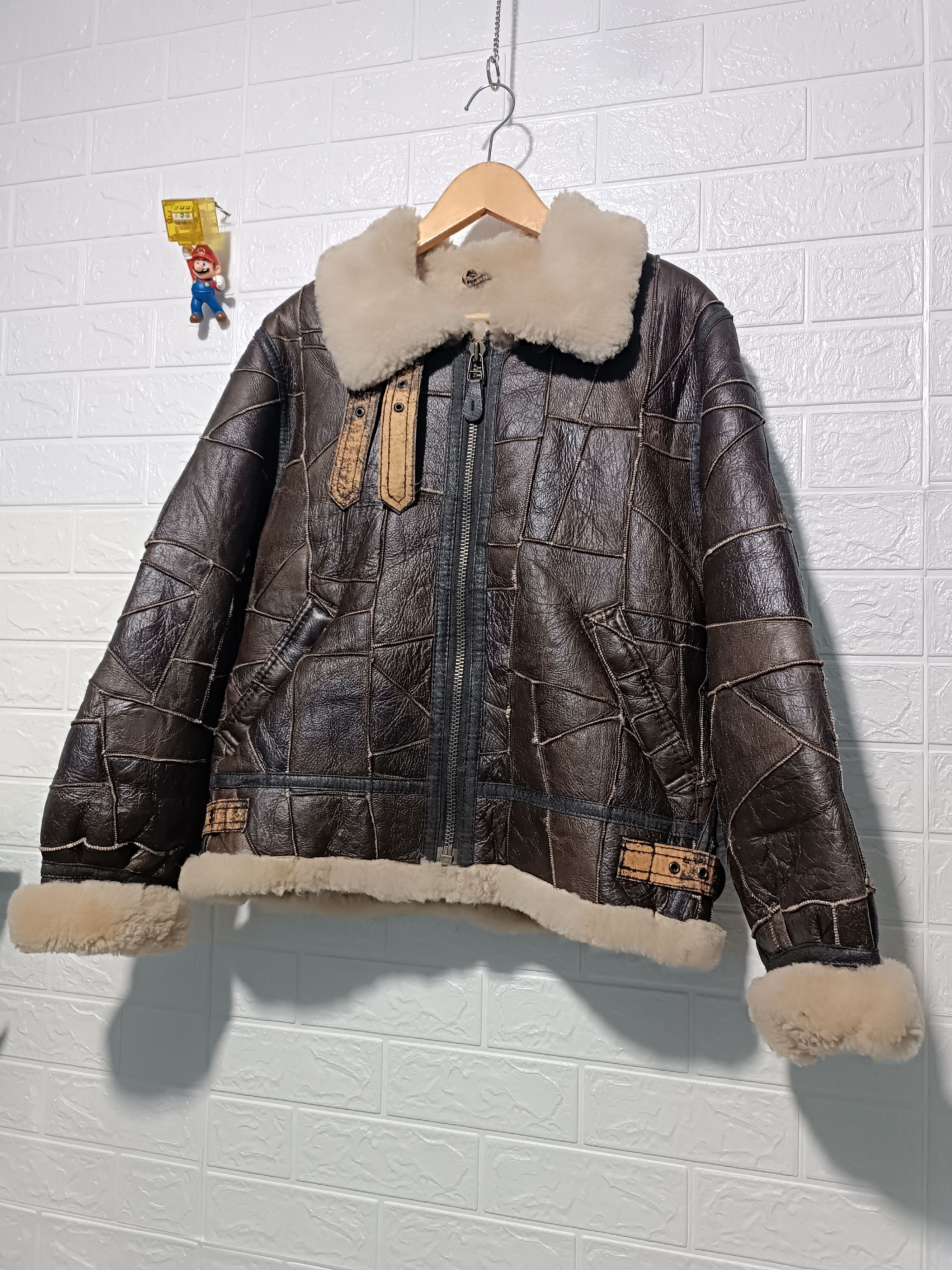 Vintage Real Mounton Crust B-3 B3 Flight Jacket Sheepskin Patchwork Size US M / EU 48-50 / 2 - 5 Thumbnail