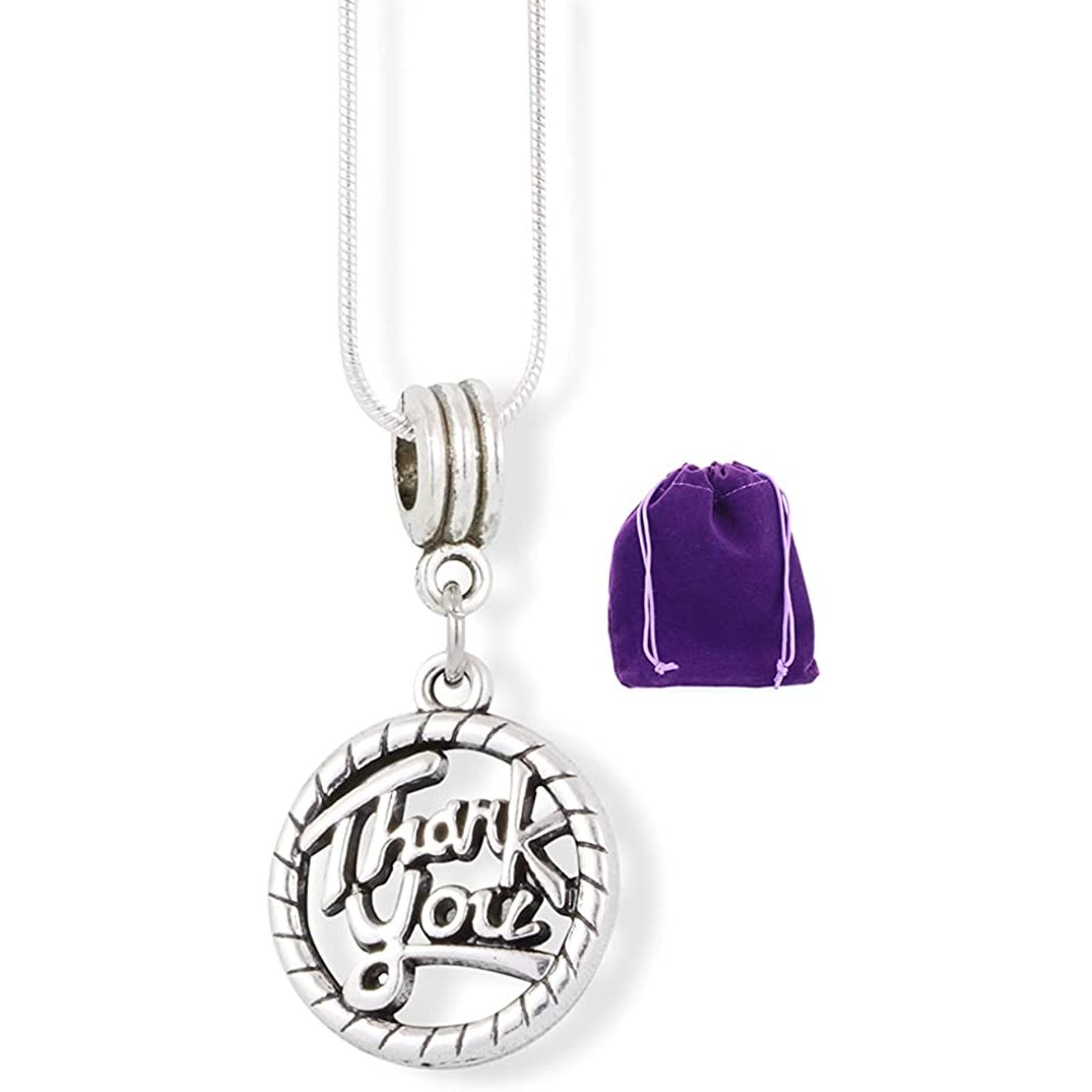 & Other Stories Thank You Necklace | Text in a Circle Charm Stainless Steel Size ONE SIZE - 1 Thumbnail