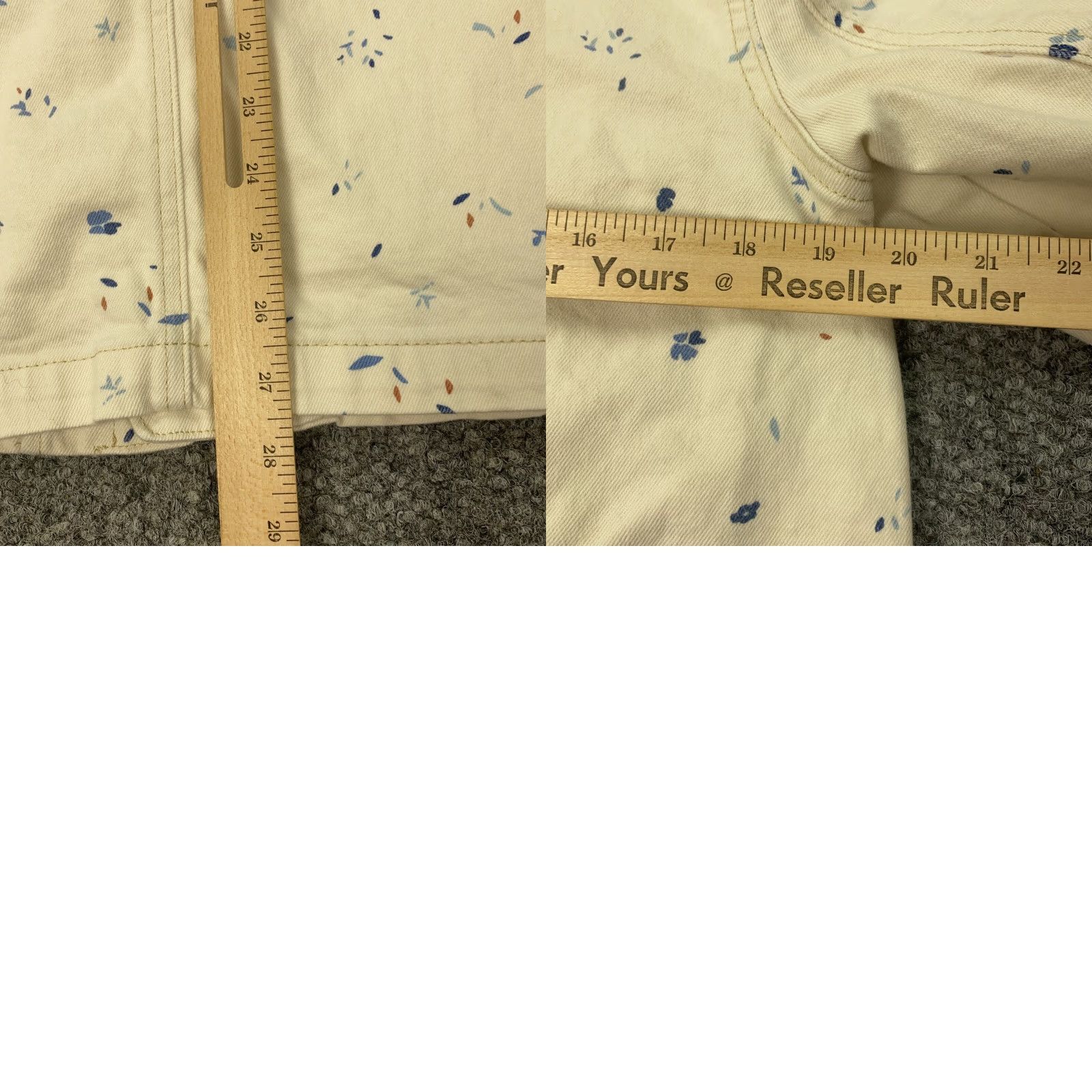 Vintage Free Assembly Jacket Women Large White Denim Floral Speckled Stretch Womens Size L / US 10 / IT 46 - 8 Thumbnail