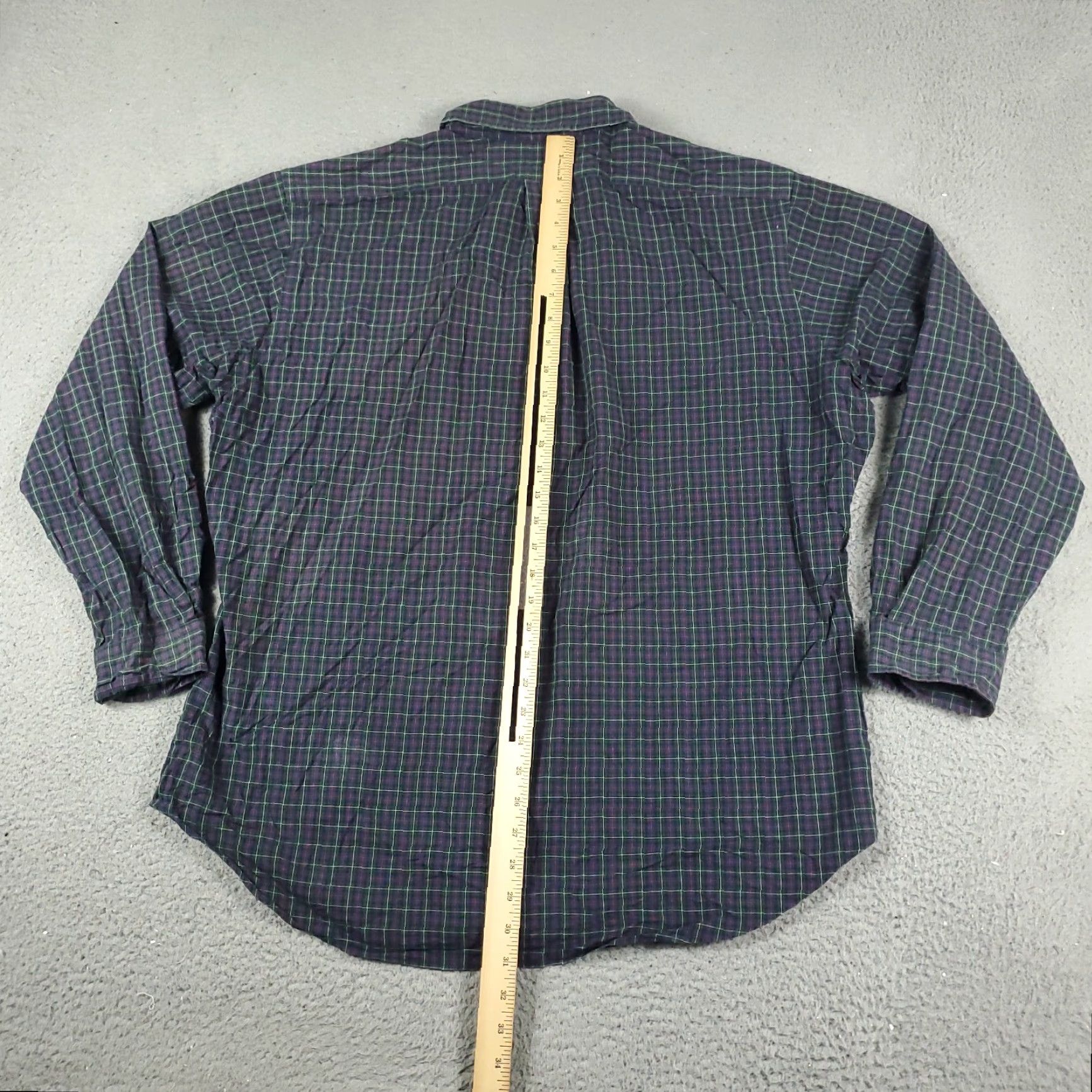 Ralph Lauren Ralph Lauren Shirt Mens Dress Shirt Button-Down 17.5 Blue Green Plaid Pony Long Sleeve Button Up Casual Business Workwear Size 46R - 4 Thumbnail