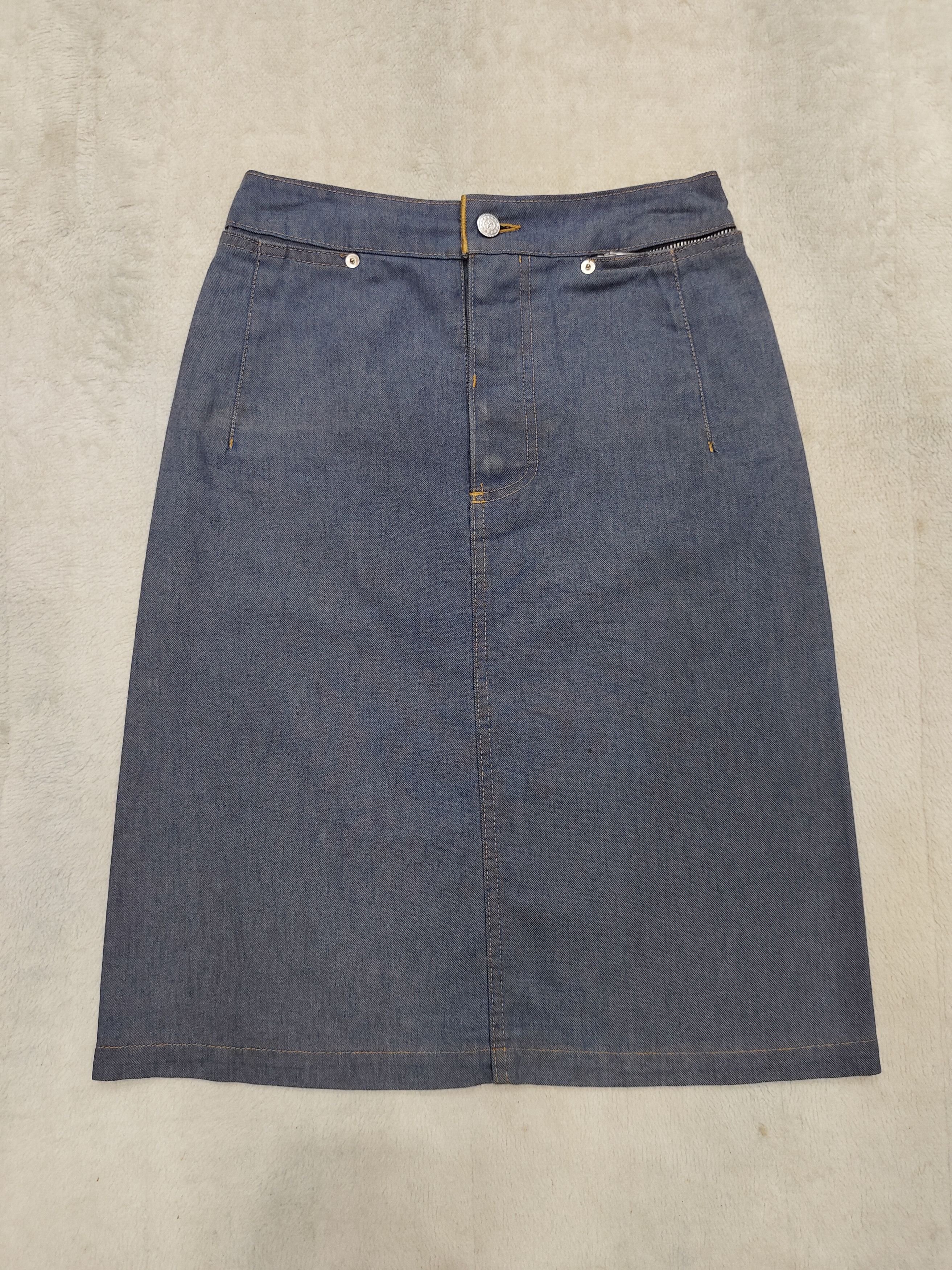 CABANE de ZUCCa 💥 Vtg Zucca Travail 🇯🇵 Denim Knee Skirt Size 28" / US 6 / IT 42 - 4 Thumbnail
