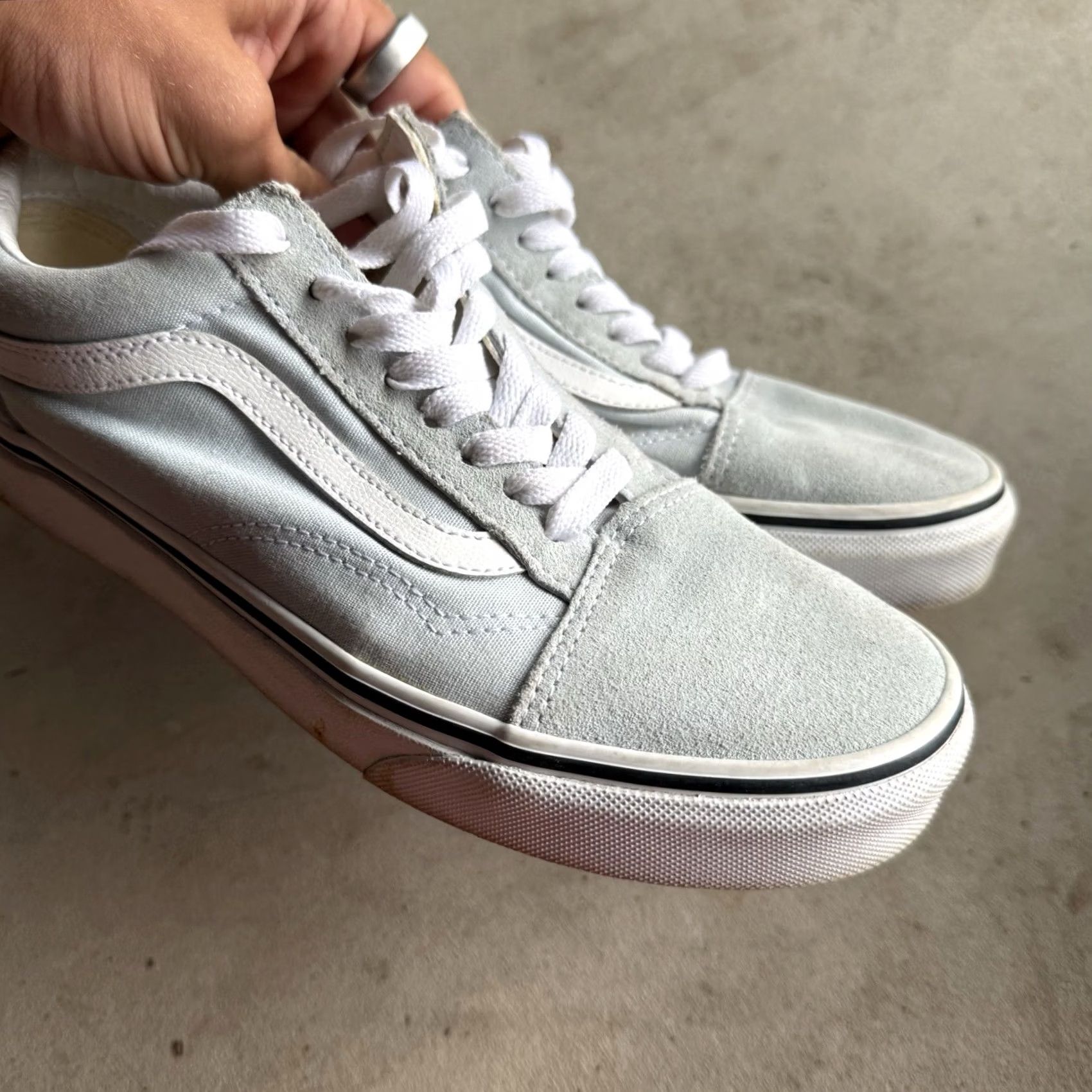Vans Vans Off the Wall Old Skool Light Blue Suede Low Top Skate Sneakers Men’s 7 Men Blue Suede Sneaker 1990s Vintage Style Accessories Size US S / EU 44-46 / 1 - 3 Thumbnail
