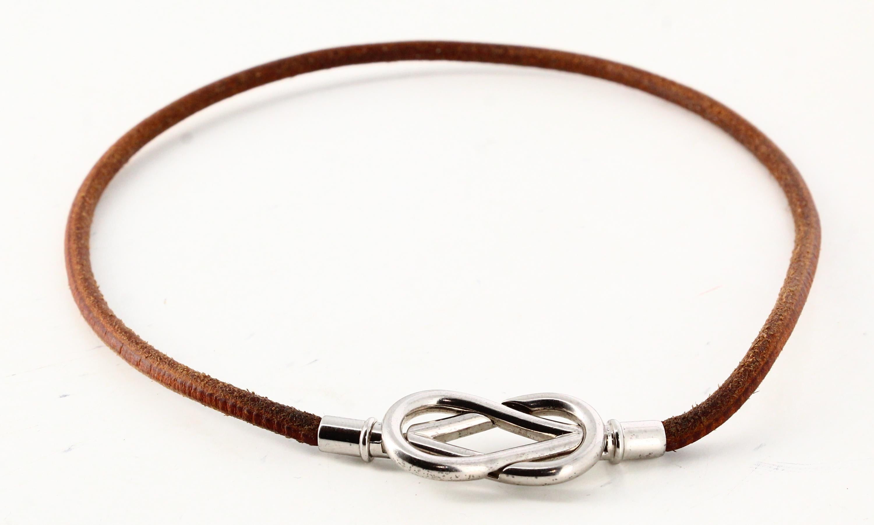 image of Hermes Brown Silver Necklace, Women's