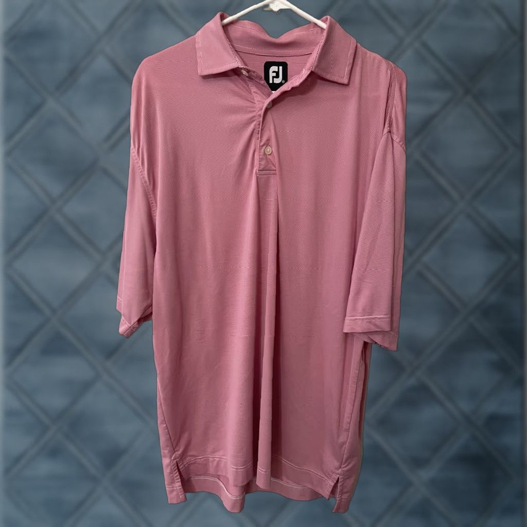Footjoy FOOTJOY Polo Shirt M Men Striped Sport Golf Casual Activewear Short Sleeve Pink Blue Pattern Size US XL / EU 56 / 4 - 1 Thumbnail