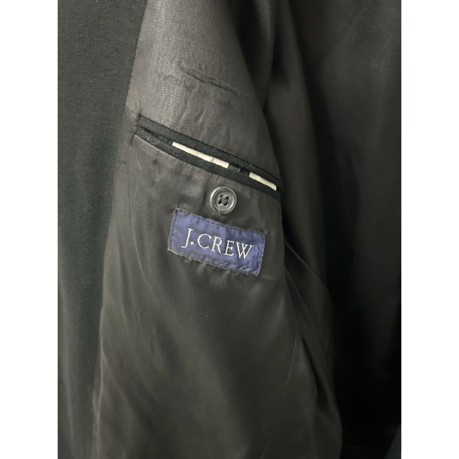 J.Crew VINTAGE J. Crew Blazer Mens 42L Black Wool Acetate 3-Button Notch Lapel Double-Vented Regular Size 42R - 7 Thumbnail