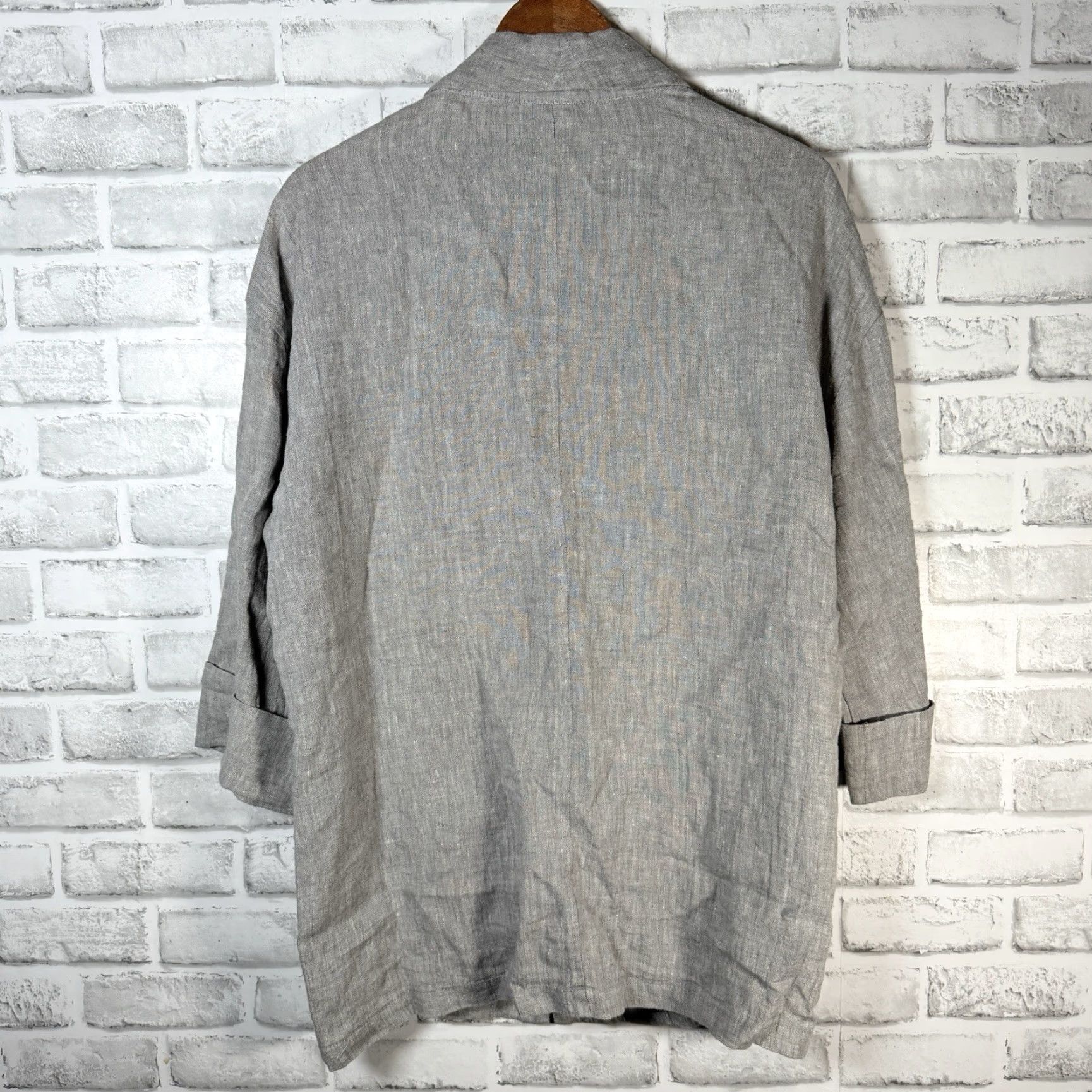 Vintage Tahari 100% Linen Gray Long Sleeve Shirt Jacket Womens Size M Size M / US 6-8 / IT 42-44 - 5 Thumbnail