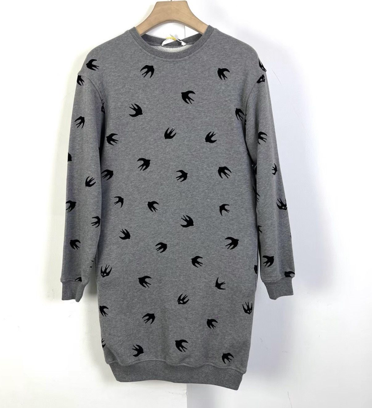 Alexander Wang Alexander McQueen Gray Swallow Flocked Dress K12 Size XXS / US 00 / IT 34 - 1 Thumbnail