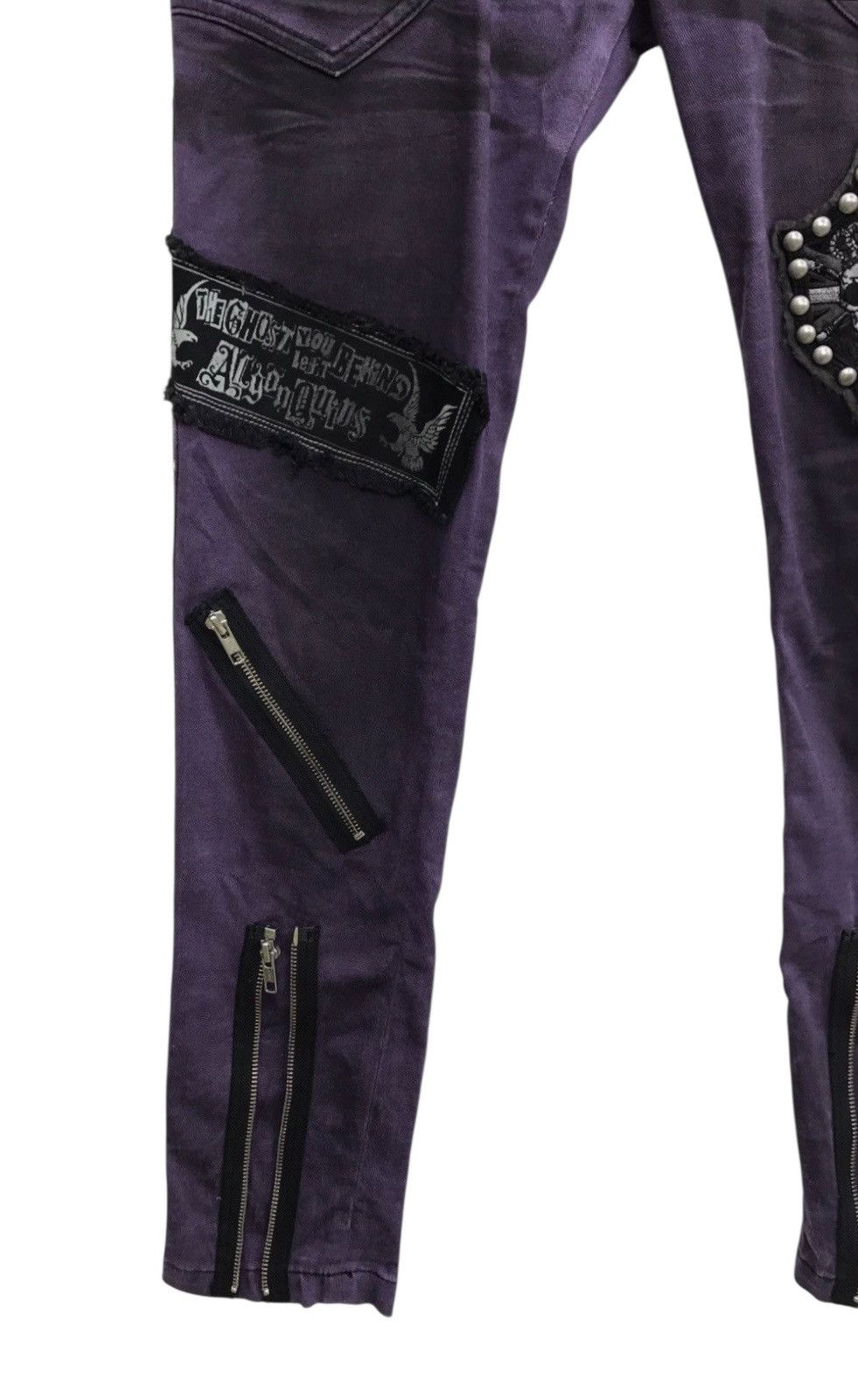 Japanese Brand Algonquins Punk Skinny Pants Zipper Patches Punk Anarchy Size US 31 - 6 Thumbnail