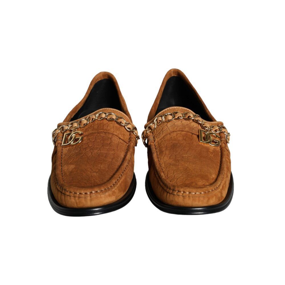 Dolce & Gabbana Dolce & Gabbana Brown Velvet Leather Logo Mocassin Slip On S Size US 10.5 / EU 43-44 - 2 Thumbnail