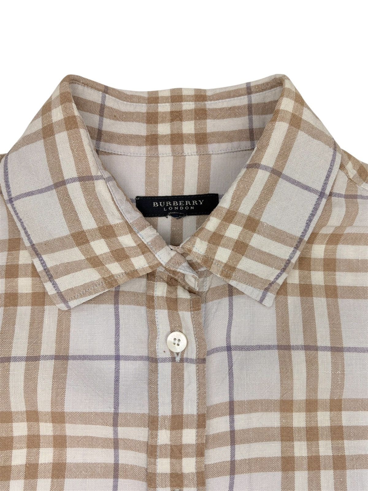 Burberry × Vintage BURBERRY NOVA CHECK SLEEVELESS BUTTON UP SHIRT BLUE LINEN Size M / US 6-8 / IT 42-44 - 3 Thumbnail