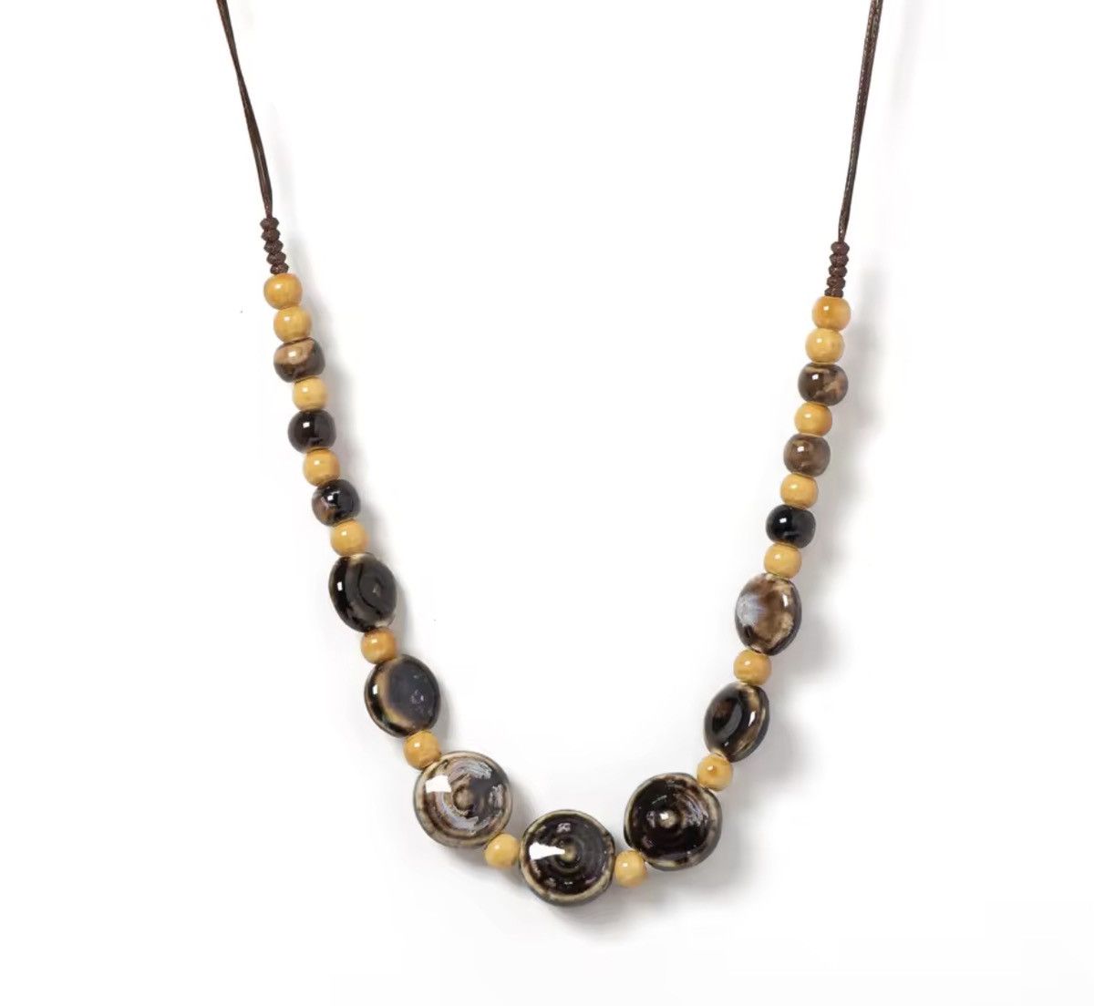 Japanese Brand HANDCRAFTED Speckled Ceramic Bead Necklace - Artisanal Size ONE SIZE - 4 Thumbnail