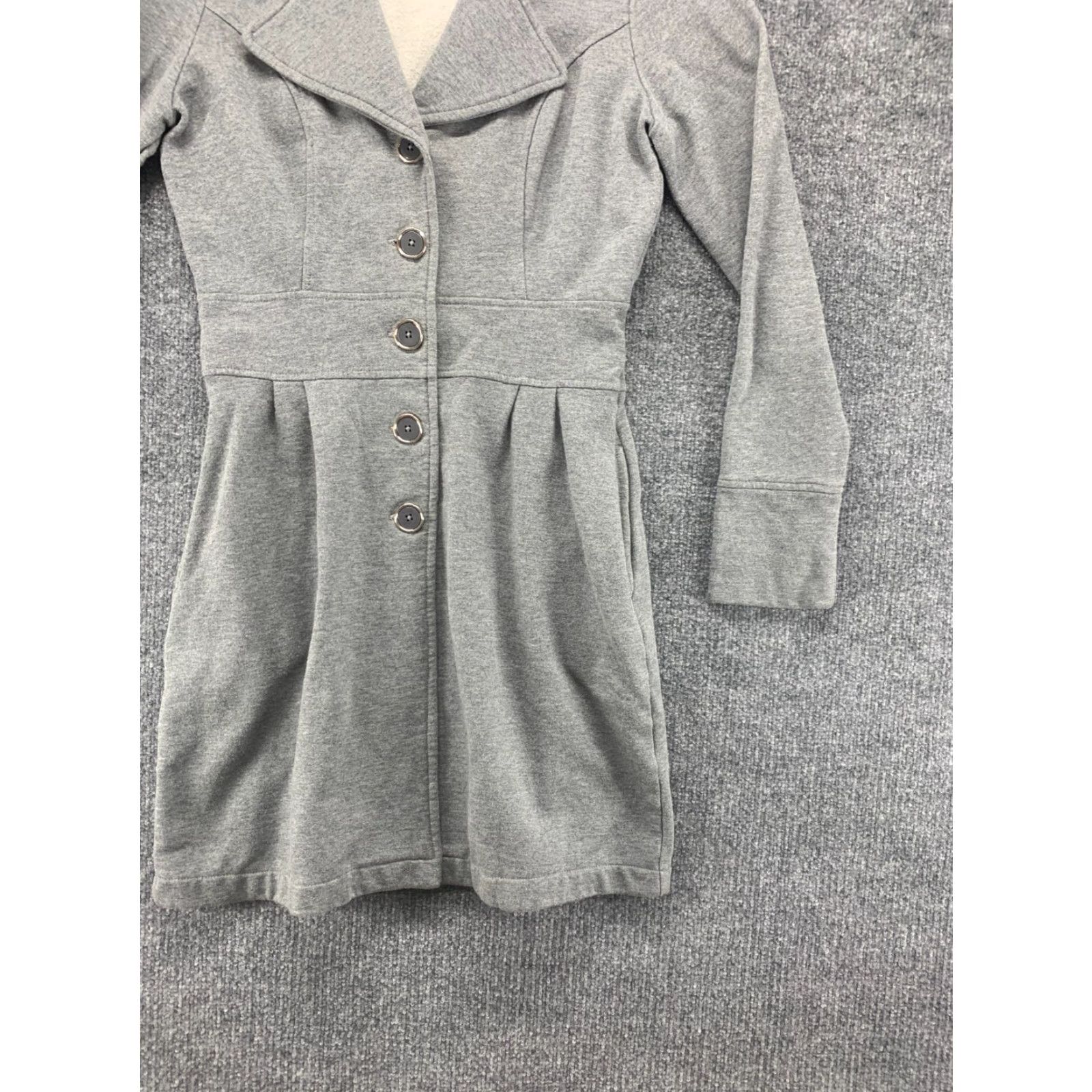 Guess GUESS Coat Womens Small Gray Overcoat Button Down Single Breasted Cotton Blend Pockets Size S / US 4 / IT 40 - 7 Thumbnail